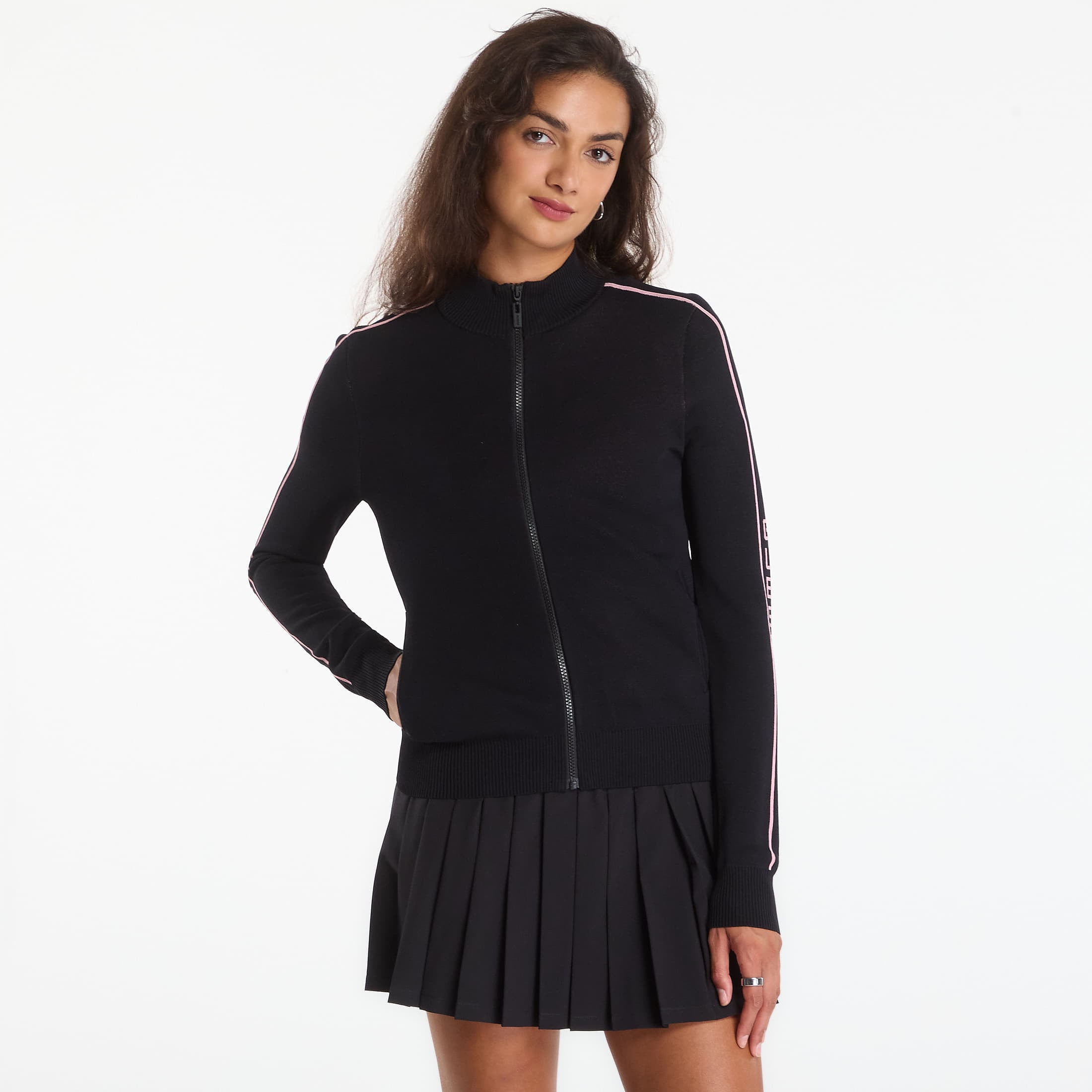 Пуловер GUESS Meissa Full Zip Ls Sweater Jet Black XS