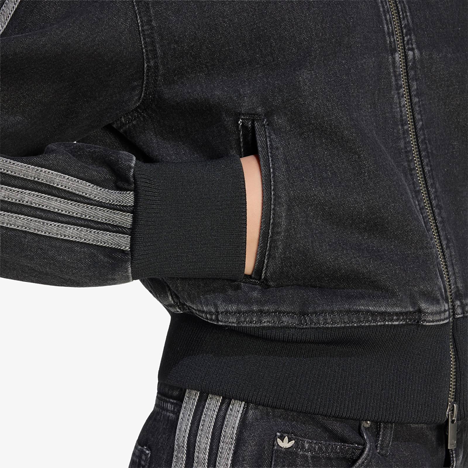 Jachete pentru femei adidas Firebird Denim Tracktop True Black Denim