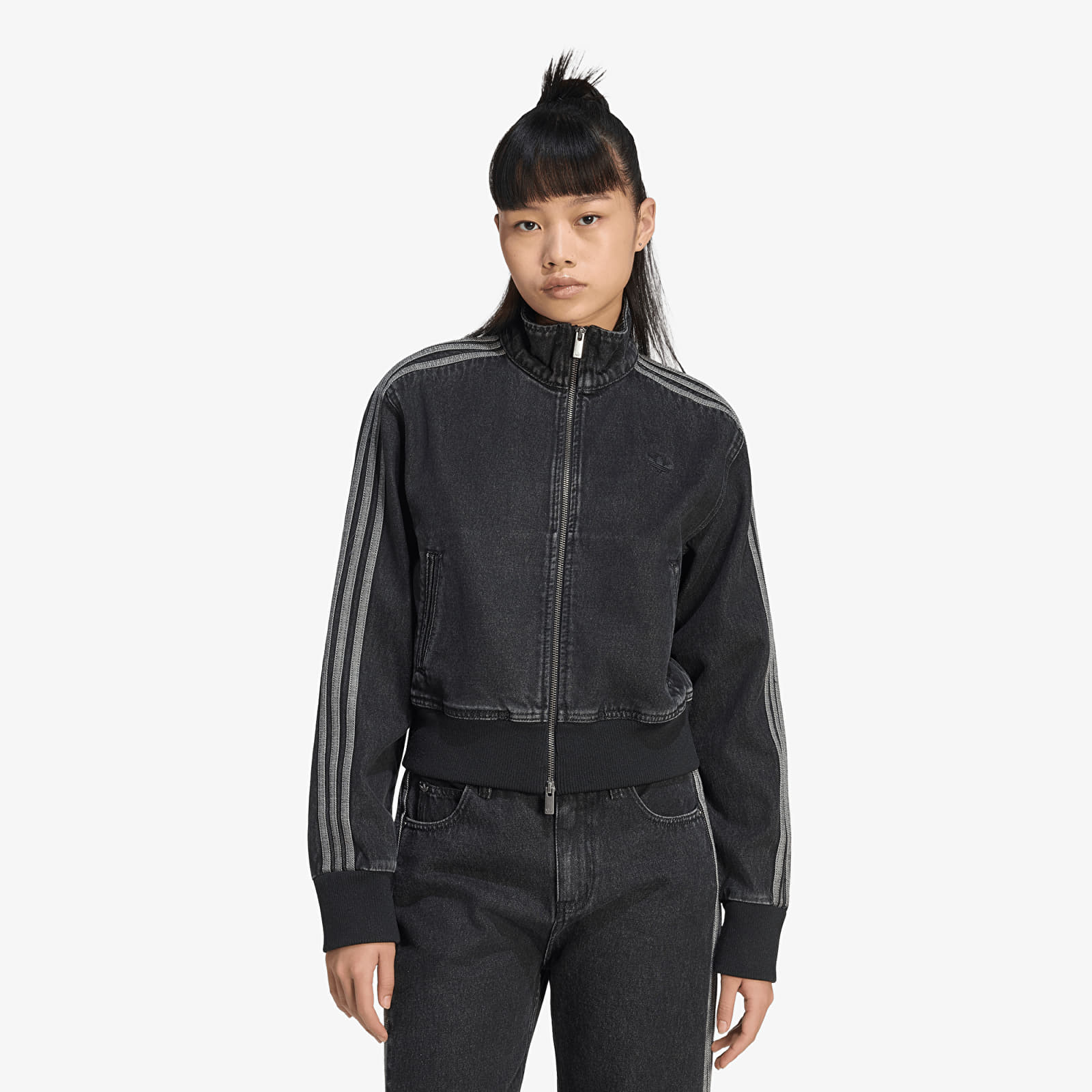 Jachete pentru femei adidas Firebird Denim Tracktop True Black Denim