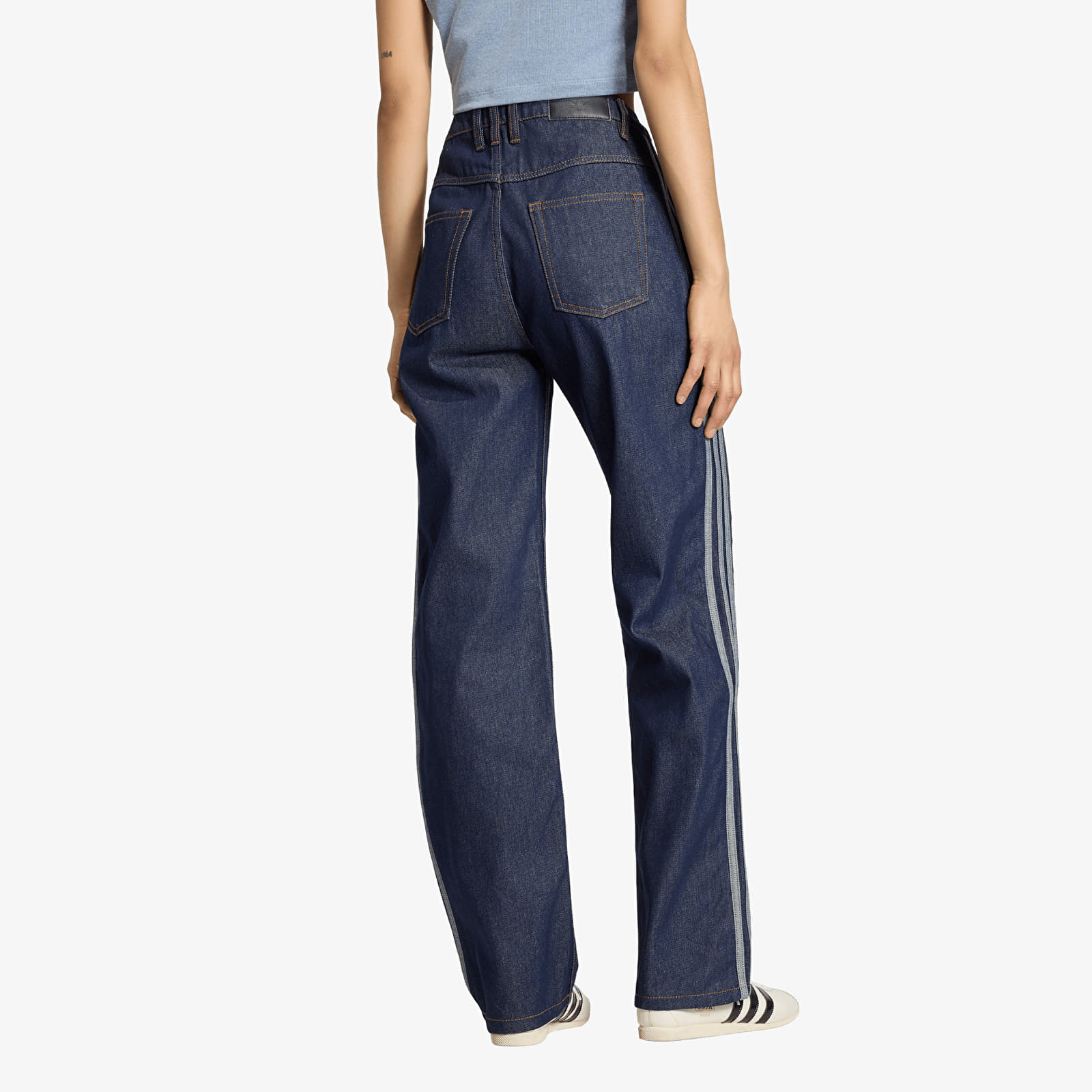 Women's Trousers adidas Firebird Mid Rise Straight Denim Pant Indigo Denim