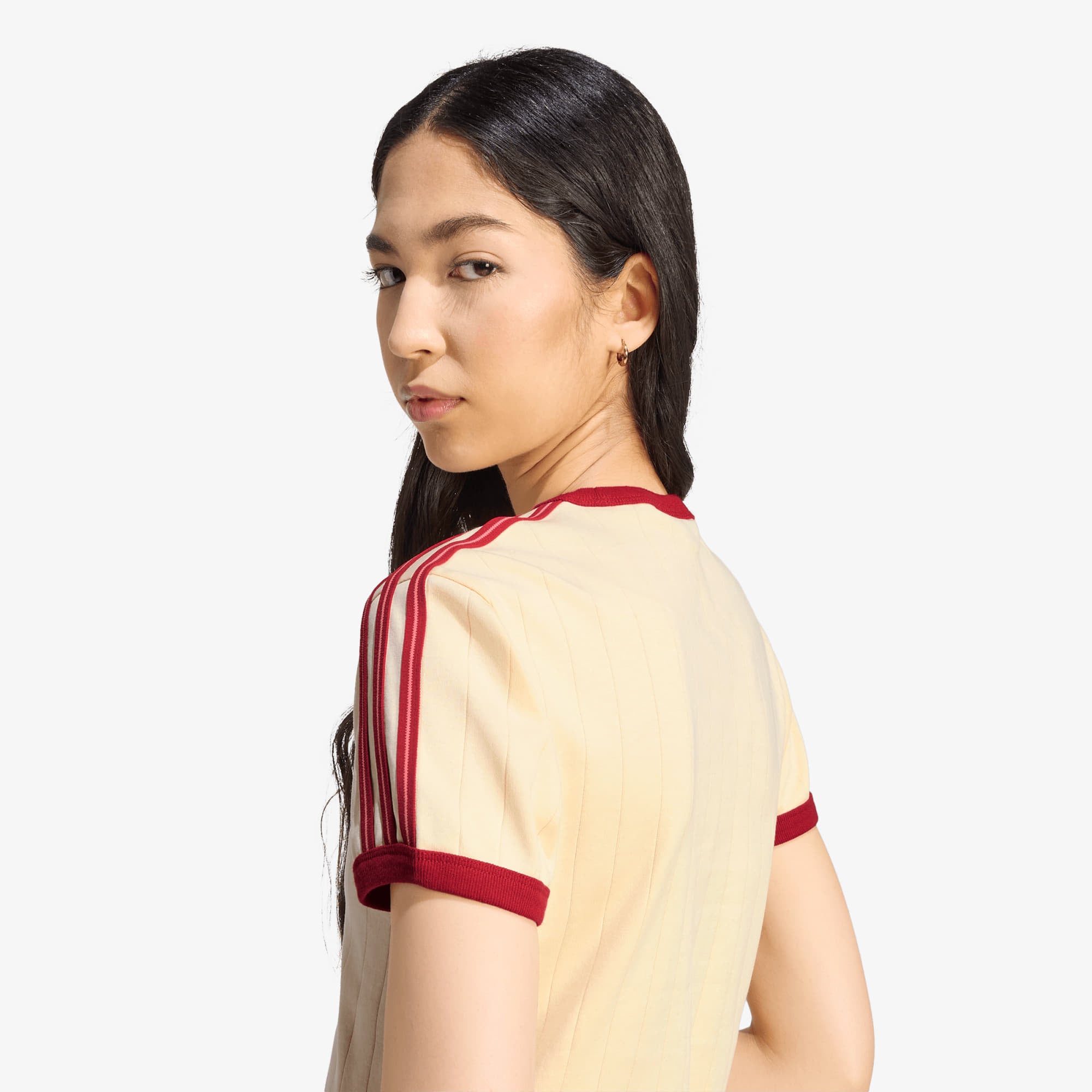 T-shirt adidas Pinstripe Short Sleeve Slim T-Shirt Warm Vanilla/ Team Victory Red/ Preloved Scarlet XS