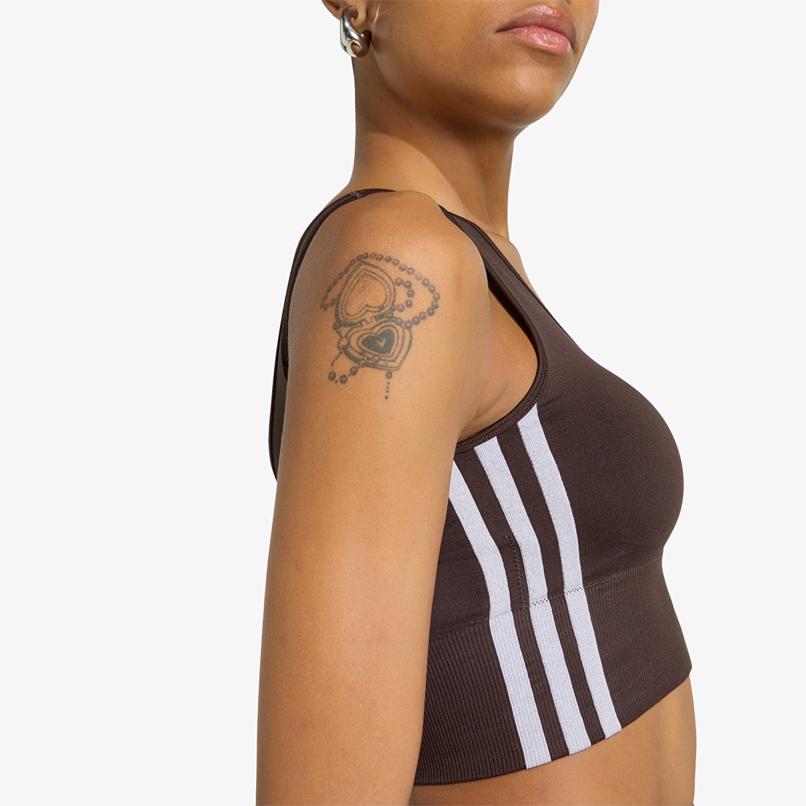 Damen-BHs adidas Essentials 3 Stripes Seamless Bralette Aurora Coffee