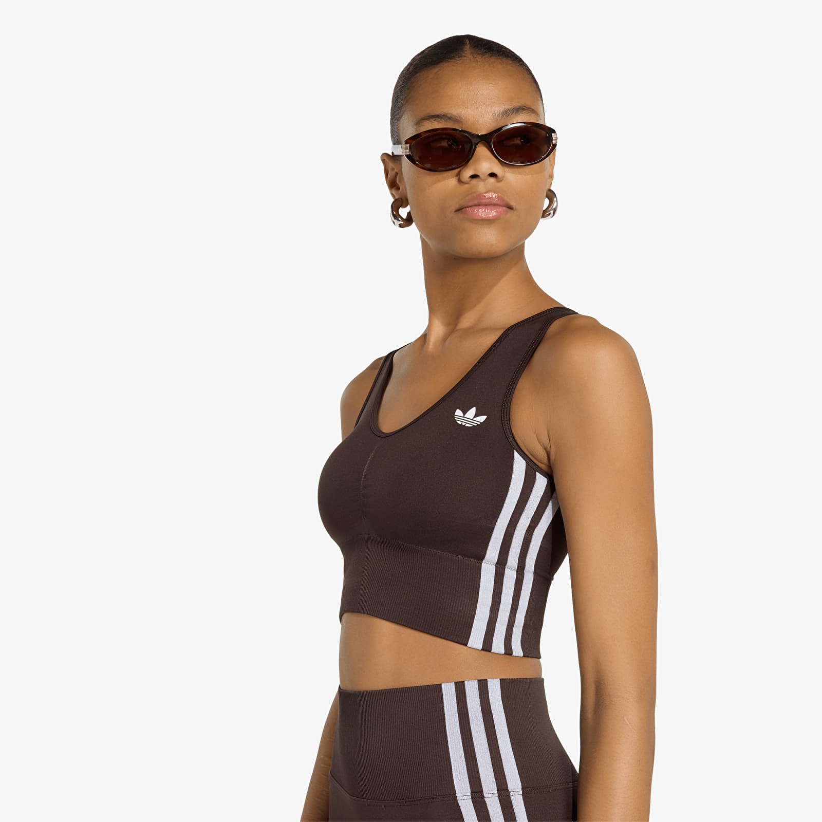 Damen-BHs adidas Essentials 3 Stripes Seamless Bralette Aurora Coffee