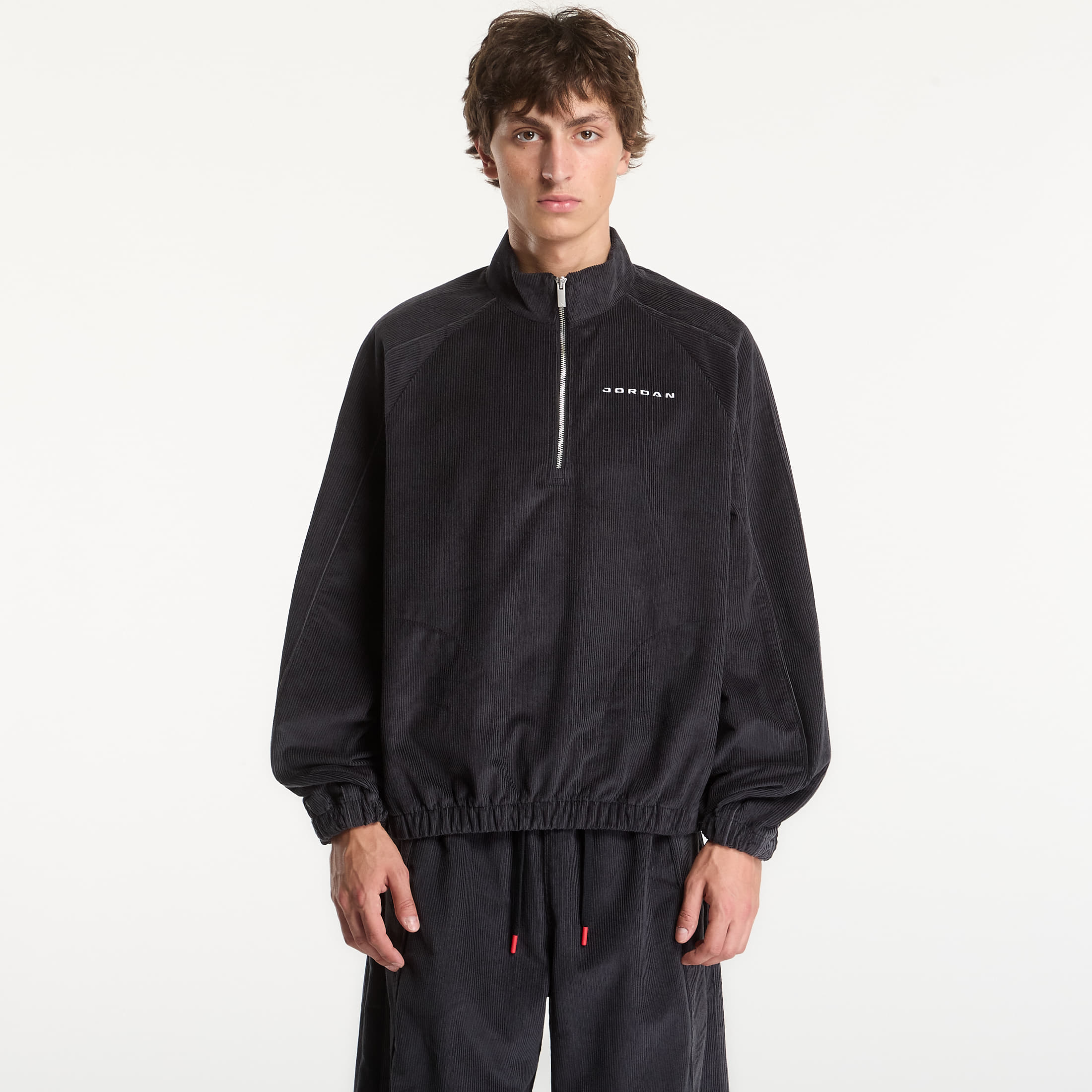 Суитшърт Jordan Flight Men's Corduroy 1/2-Zip Top Black/ Black/ Dk Smoke Grey/ White S