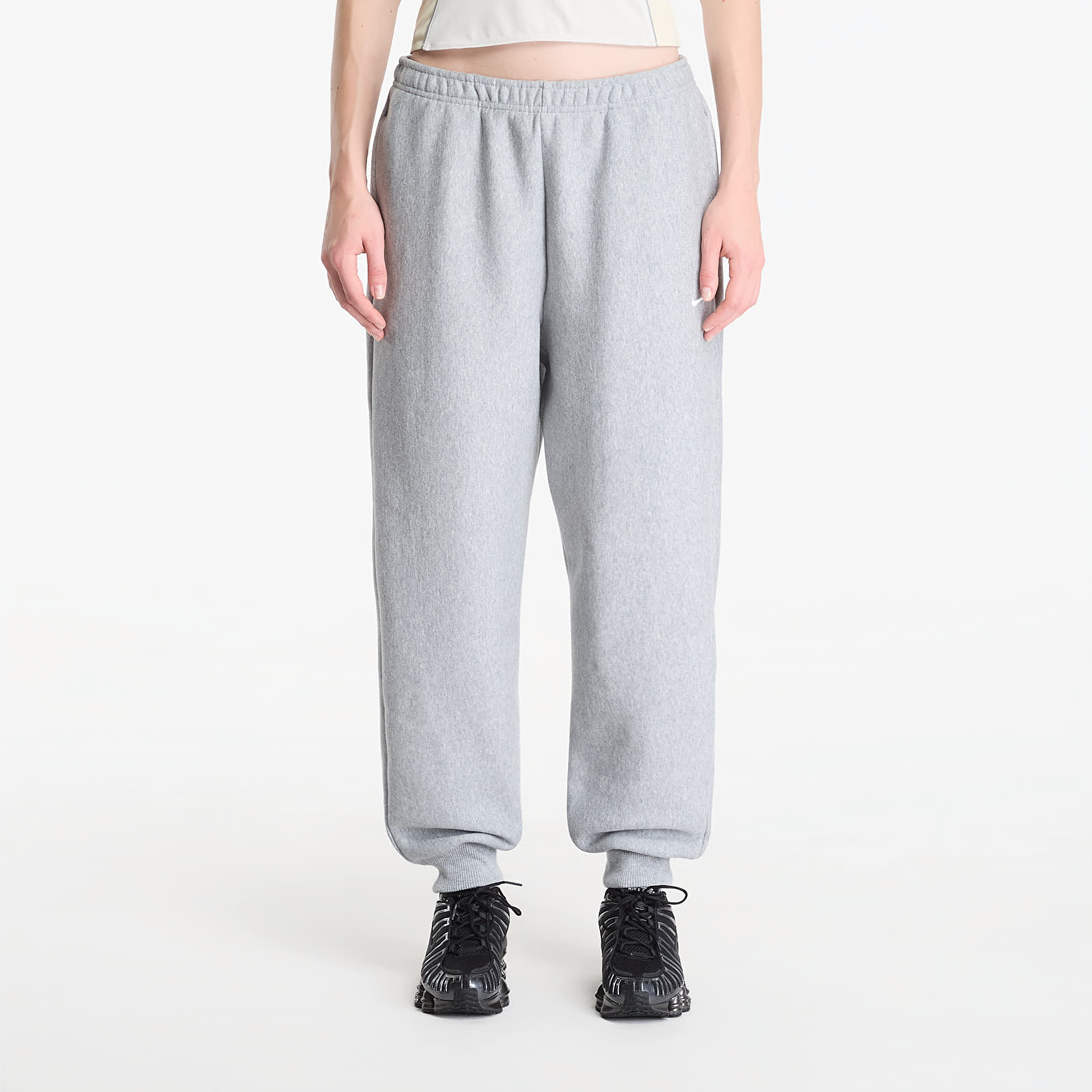 Dámské tepláky Nike Studio Fleece Heavyweight Women's Oversized High-Rise Joggers Dk Grey Heather/ Sail