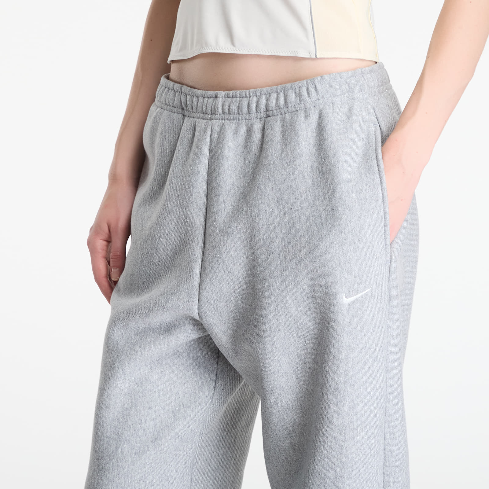 Dámské tepláky Nike Studio Fleece Heavyweight Women's Oversized High-Rise Joggers Dk Grey Heather/ Sail