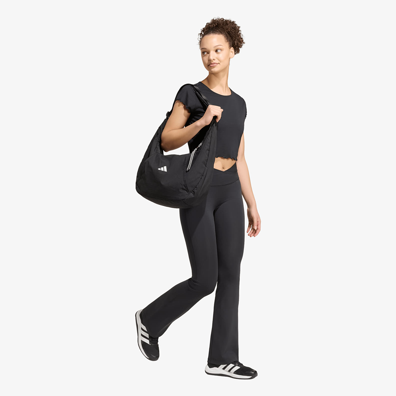 Leggings für Frauen adidas 3-Stripes Studio All Me Flare X-Over Leggings Black