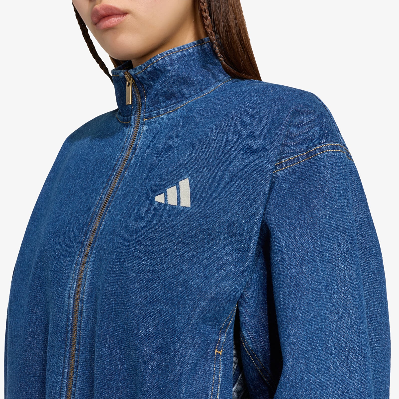 Dámské bundy adidas Stadium Washed Denim Loose Fit Jacket Preloved Ink