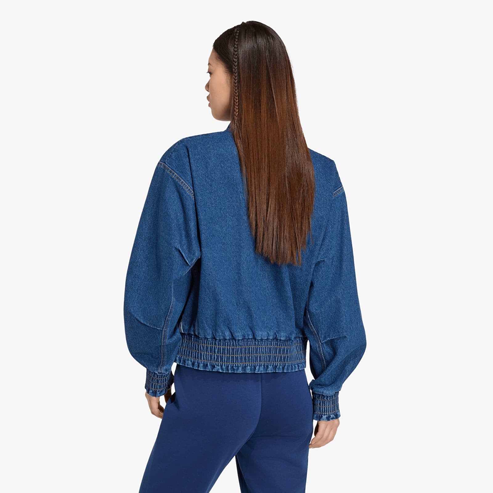 Dámské bundy adidas Stadium Washed Denim Loose Fit Jacket Preloved Ink