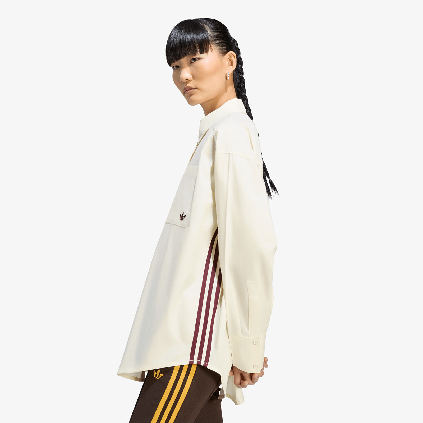 Dámske košele adidas Badigirl Striped Shirt Cream White