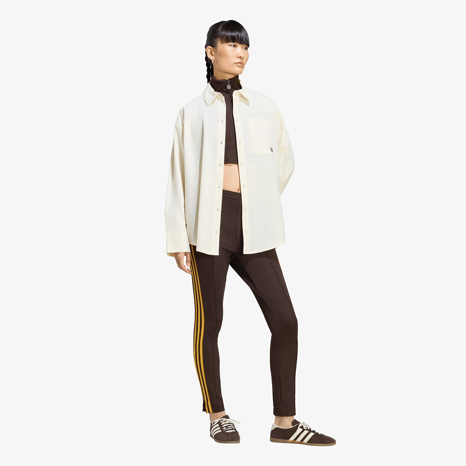 Dámske košele adidas Badigirl Striped Shirt Cream White