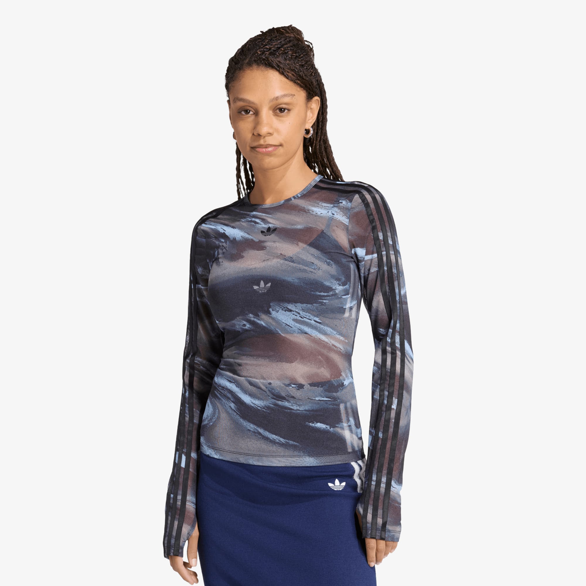 adidas Originals Tričko adidas Badigirl Graphic Mesh Tee Olive Strata/ Aurora Coffee/ Crystal Sky/ Black S