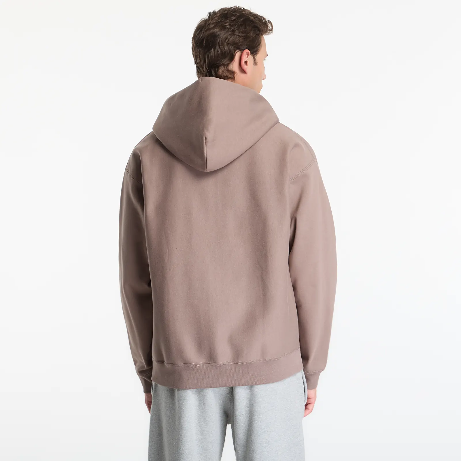 Herren-Sweatshirts Nike Solo Swoosh Men's Full-Zip Fleece Hoodie Mink Brown/ Mink Brown/ White