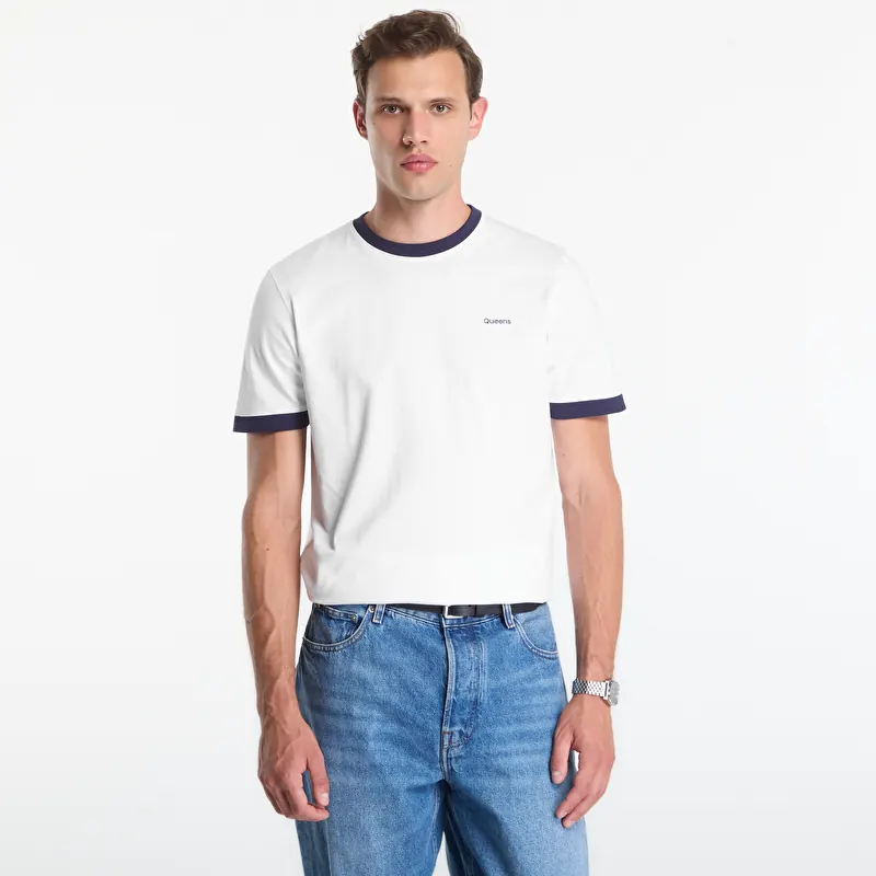 Tričko Queens Men's Contrast Ribbing Tee White