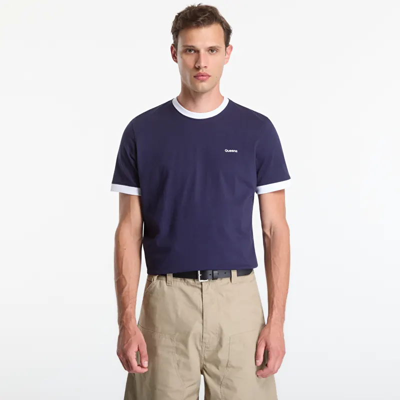 Tričko Queens Men's Contrast Ribbing Tee Navy