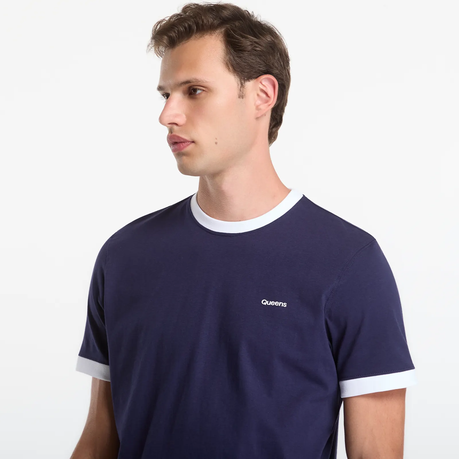 Тениски Queens Men's Contrast Ribbing Tee Navy