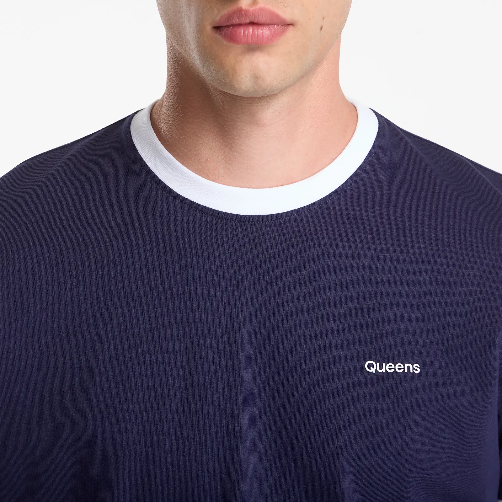 Тениски Queens Men's Contrast Ribbing Tee Navy