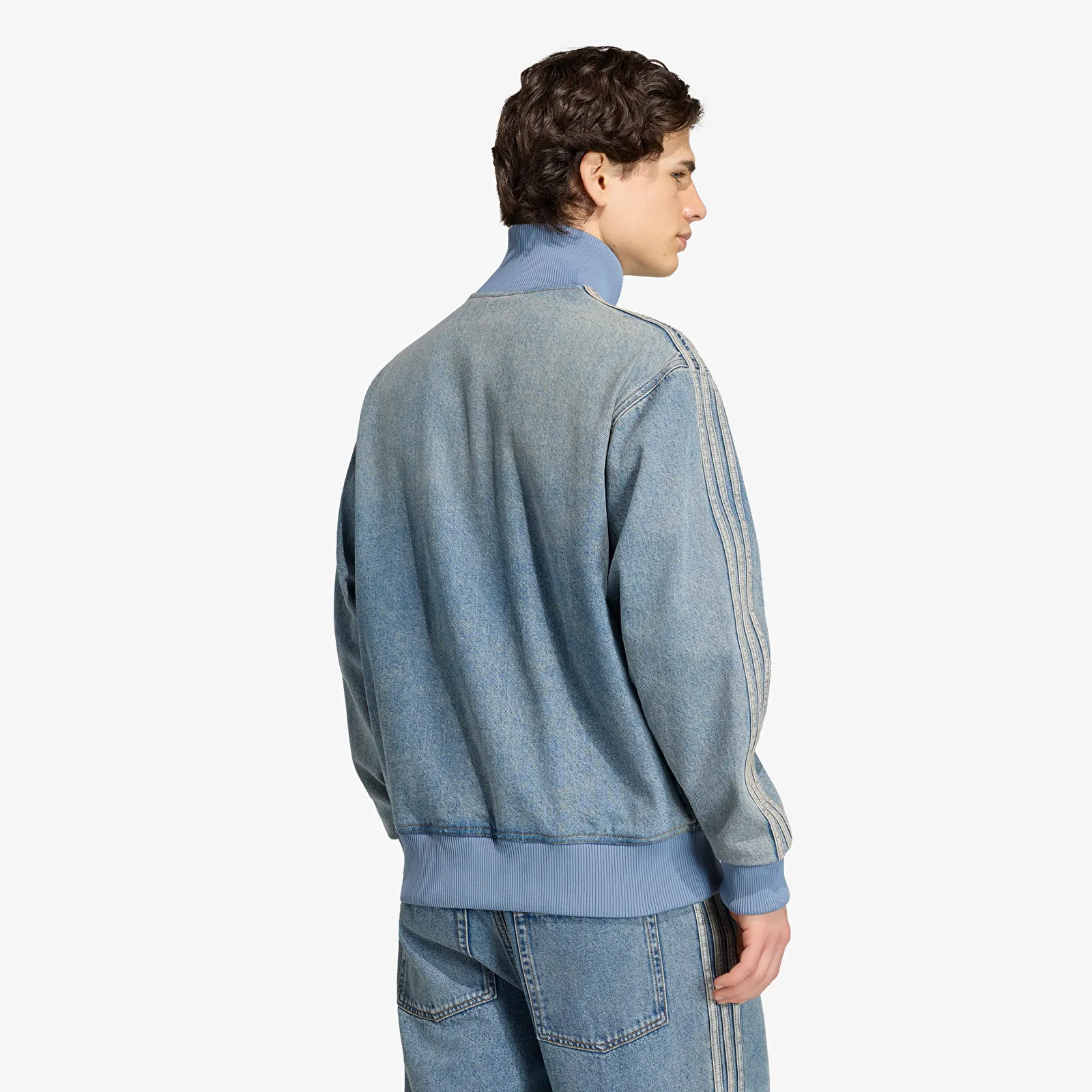 Pánské bundy adidas Firebird Adicolor Denim Track Top Jacket Worn Blue Denim