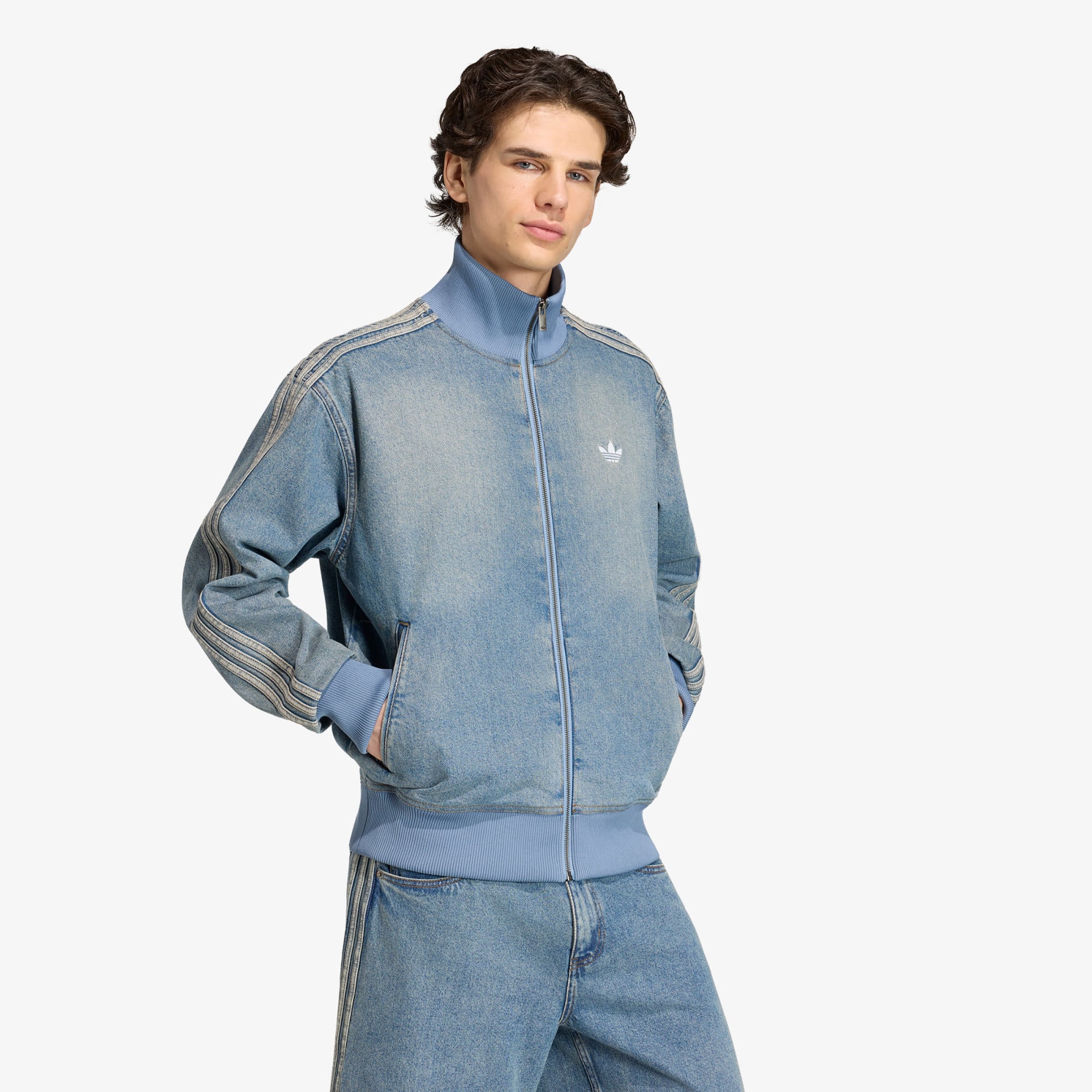 Яке adidas Firebird Adicolor Denim Track Top Jacket Worn Blue Denim L