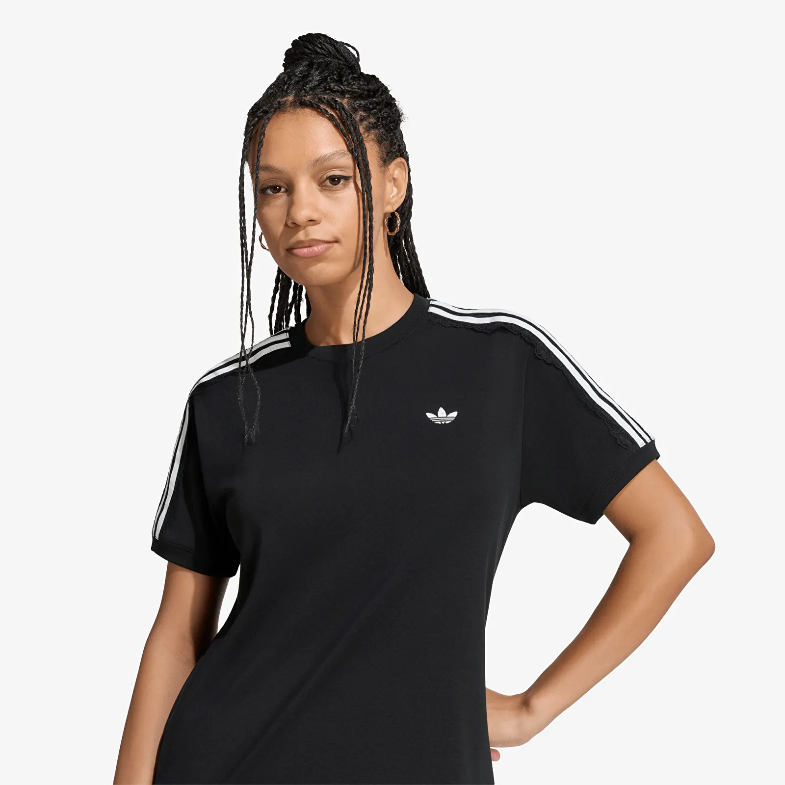 Ženske majice  adidas Lace 3 Stripes Tee Black