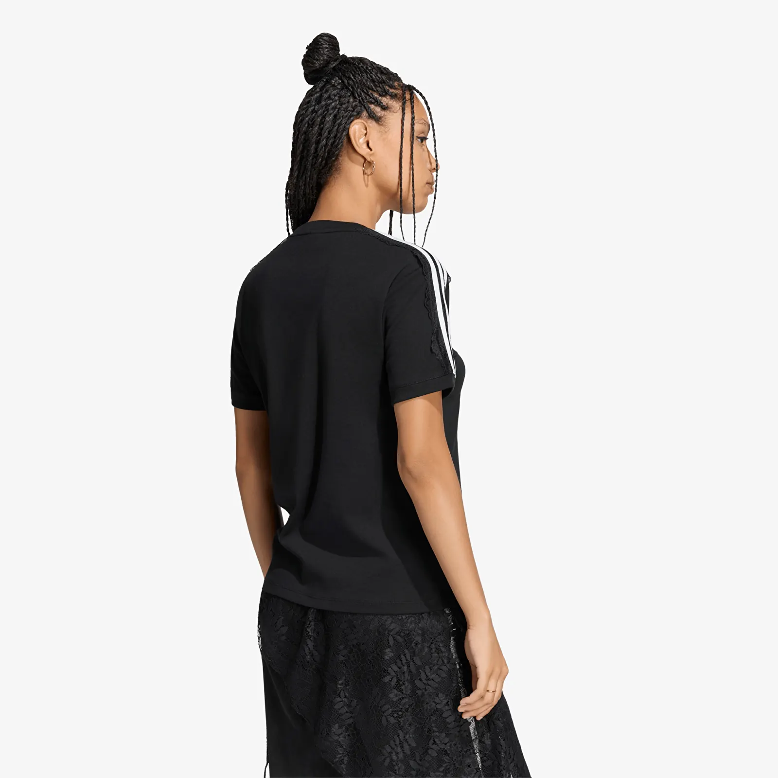Ženske majice  adidas Lace 3 Stripes Tee Black