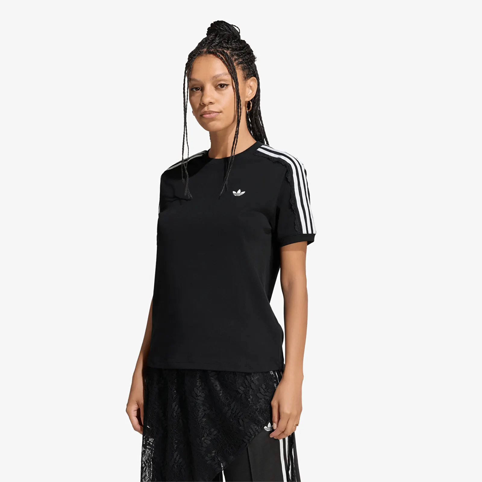 Ženske majice  adidas Lace 3 Stripes Tee Black