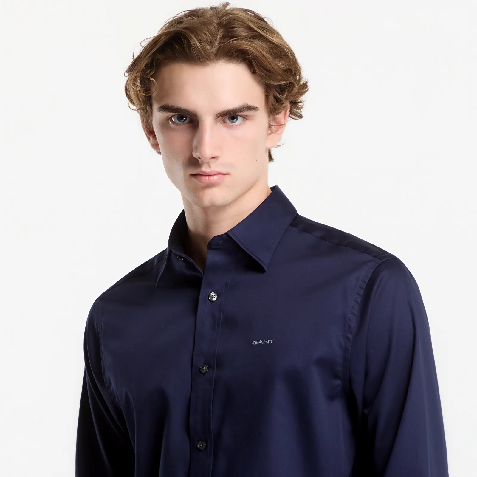 Shirts Gant Reg Sateen Shirt Evening Blue