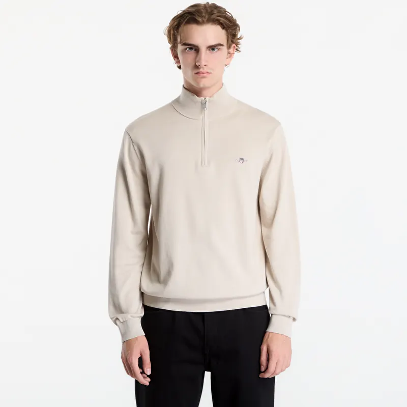Džemper Gant Classic Cotton Half Zip Dark Earth Brown