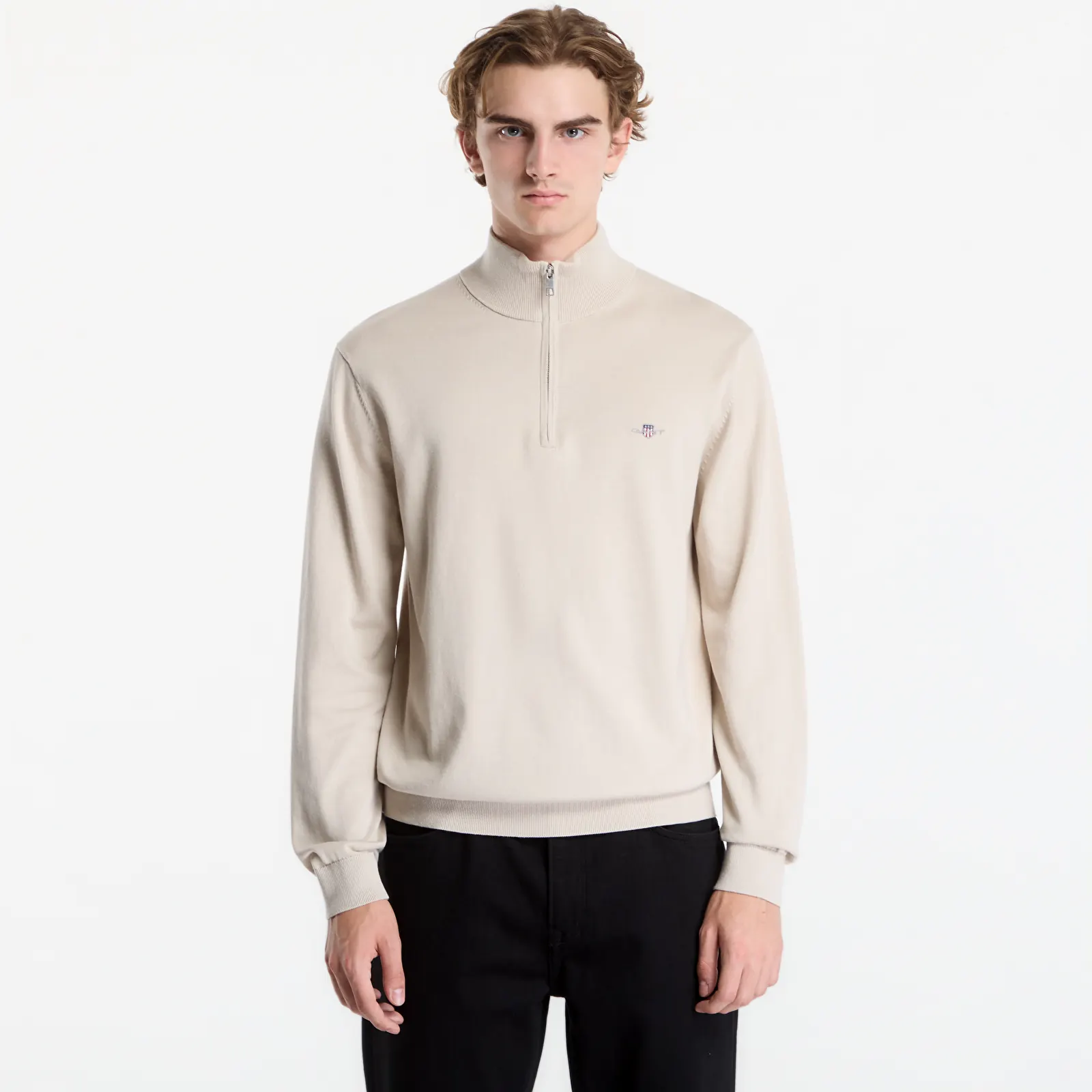 Πουλόβερ Gant Classic Cotton Half Zip Dark Earth Brown