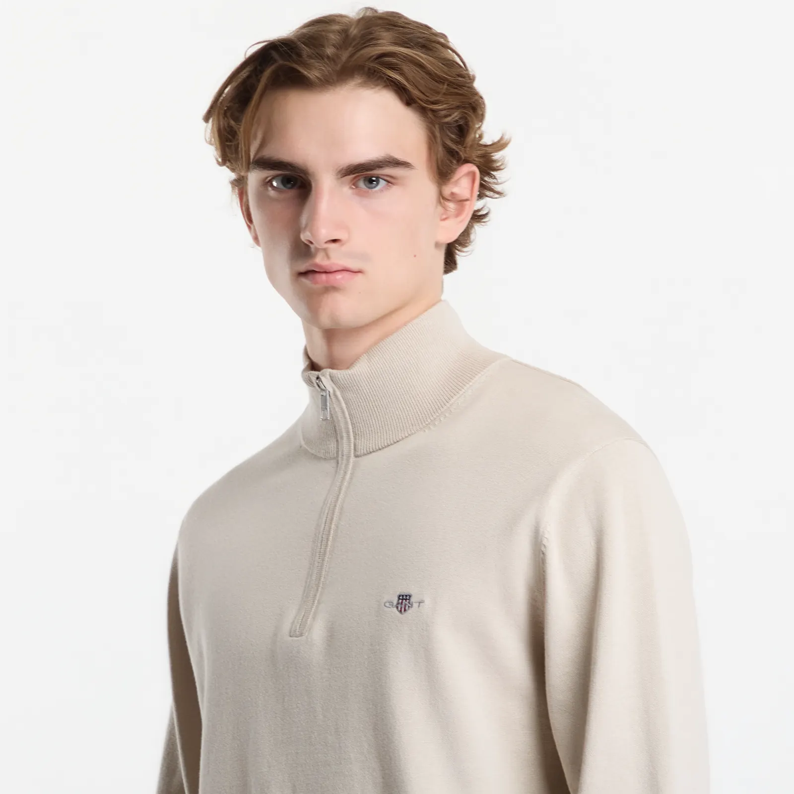 Πουλόβερ Gant Classic Cotton Half Zip Dark Earth Brown