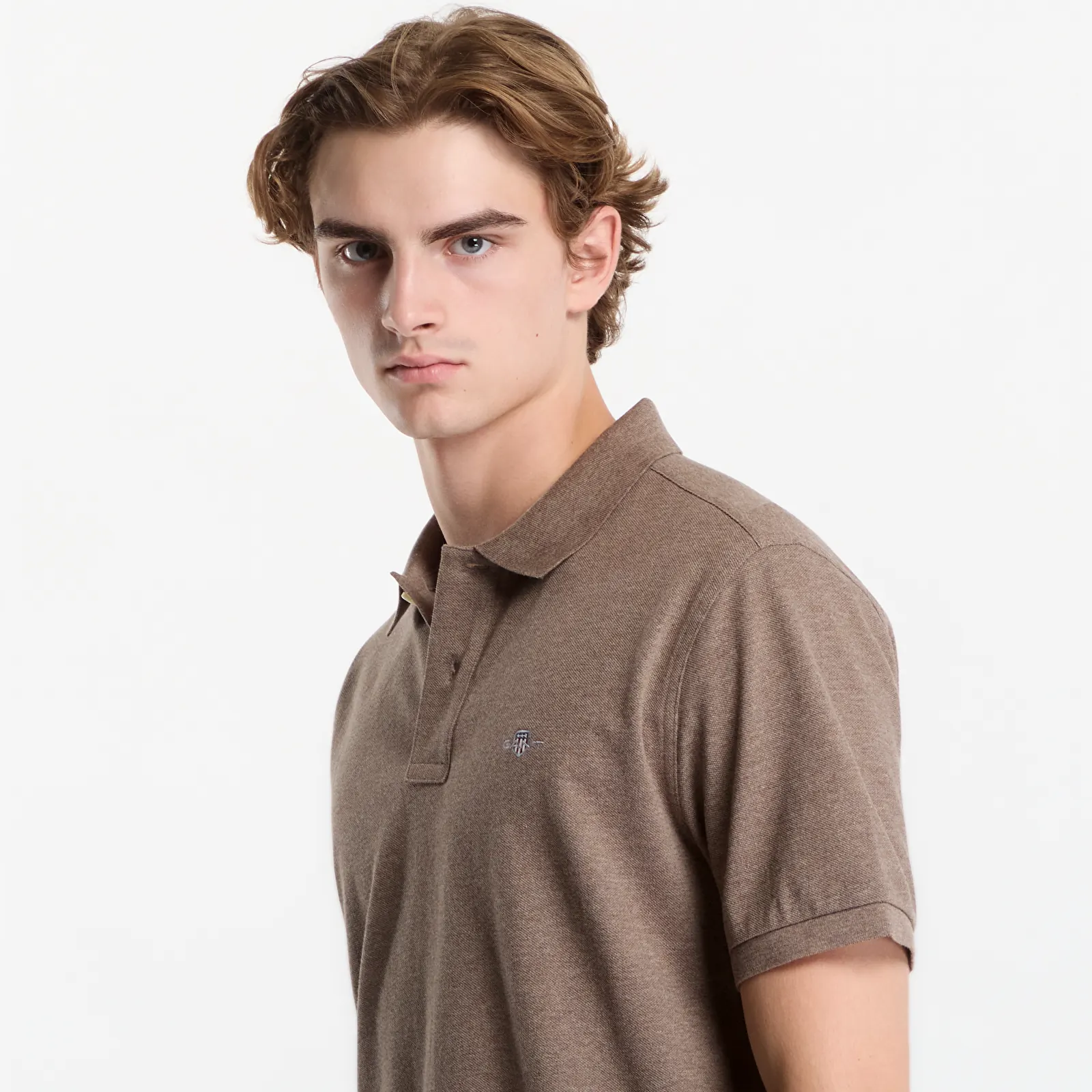 T-paidat Gant Reg Shield Ss Pique Polo Dark Hazelnut Melange