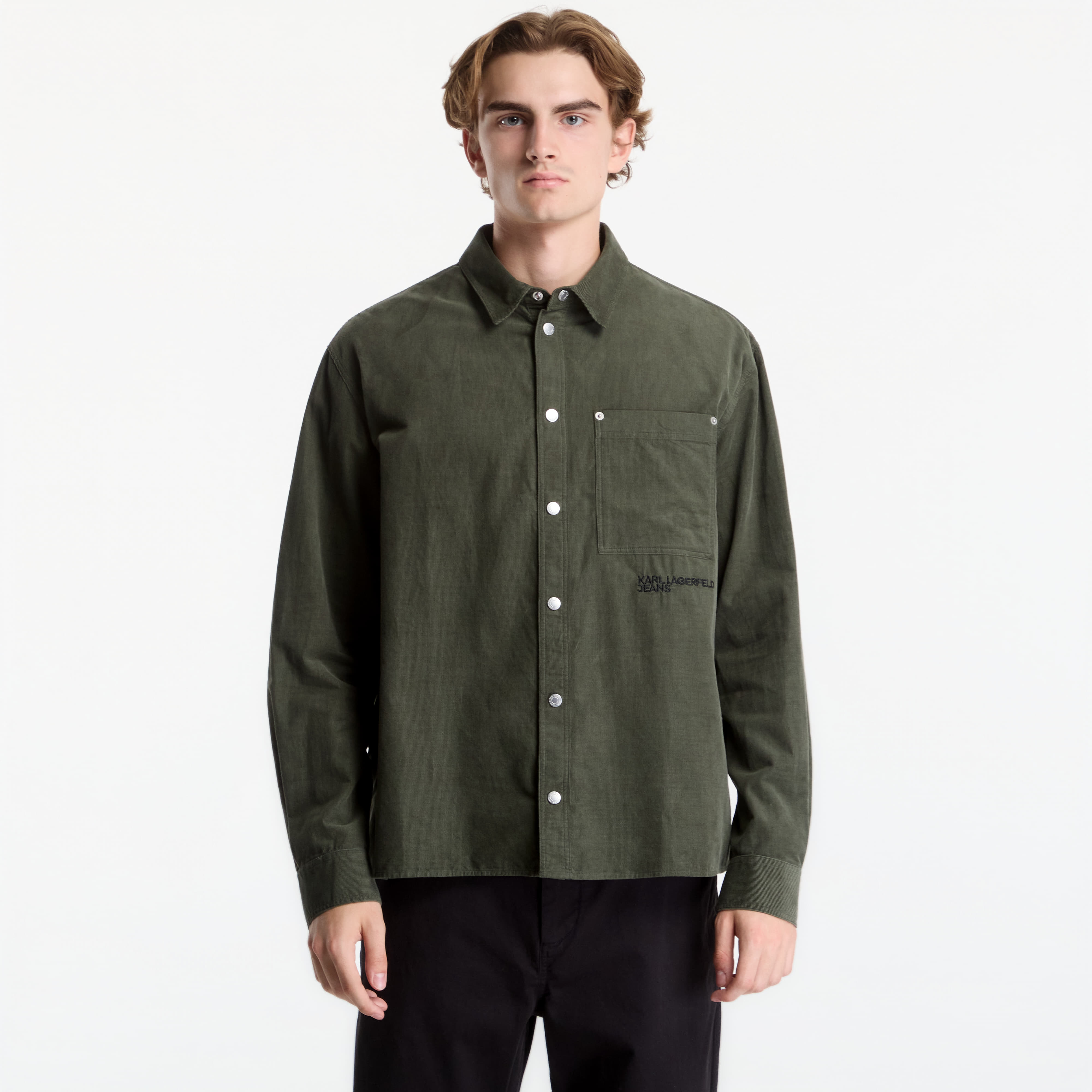 Košile Karl Lagerfeld Jeans Boxy Corduroy Shirt Beetle XL