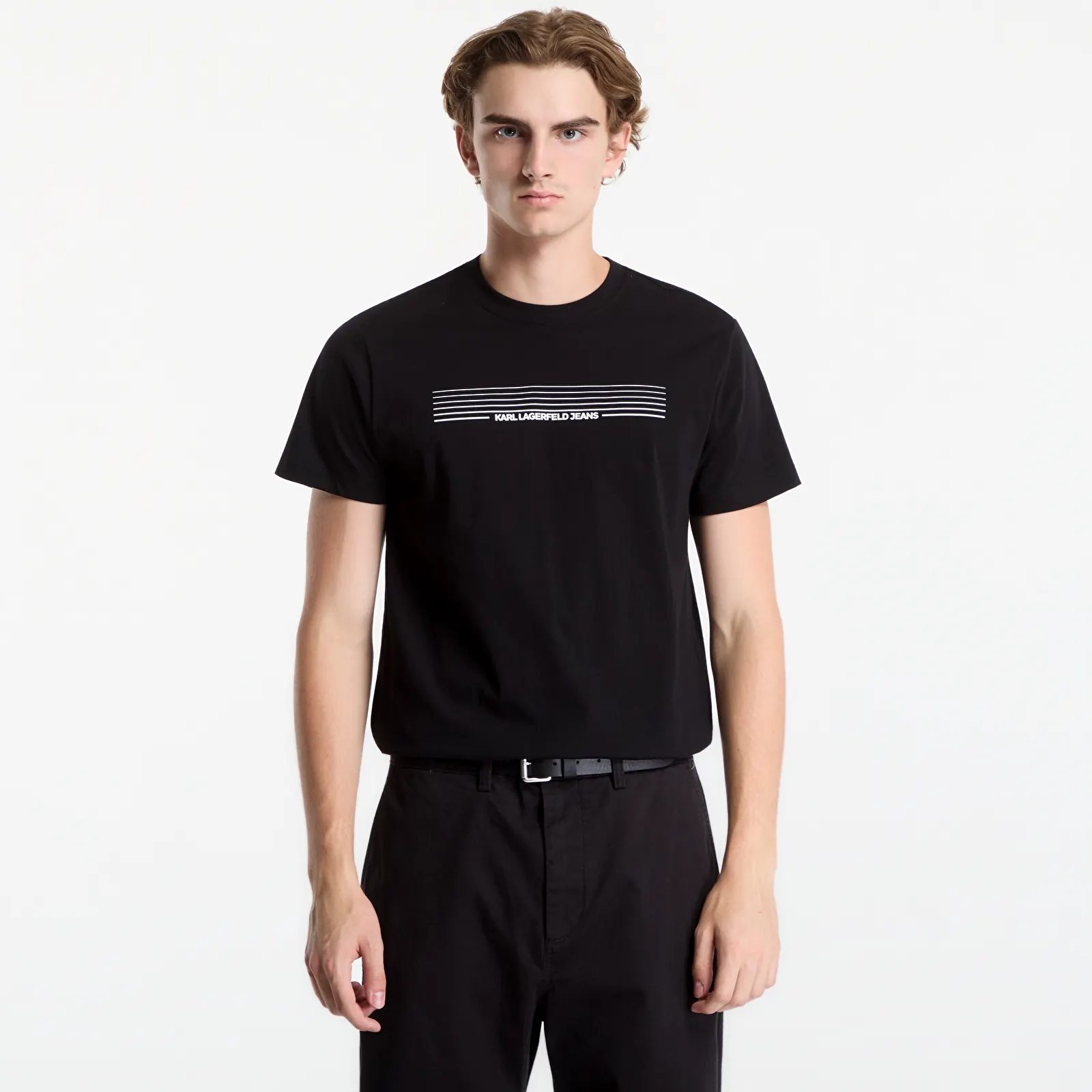 Тениски Karl Lagerfeld Jeans Slim Stripes Logo Tee Black