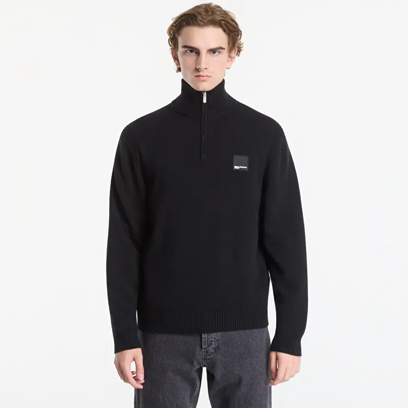 Kampsun Karl Lagerfeld Jeans Reg Half-Zip Knit Sweat Black