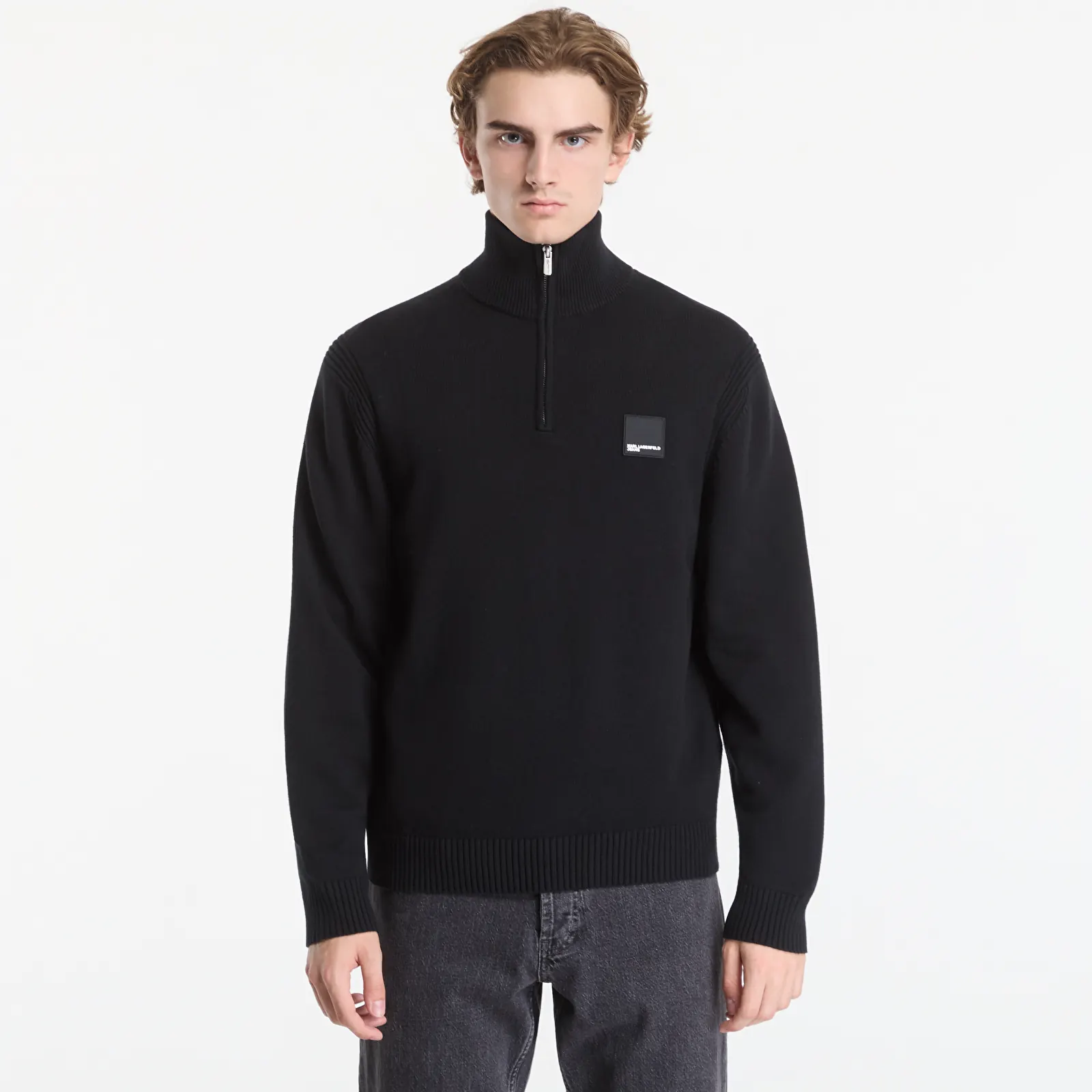 Svetry Karl Lagerfeld Jeans Reg Half-Zip Knit Sweat Black