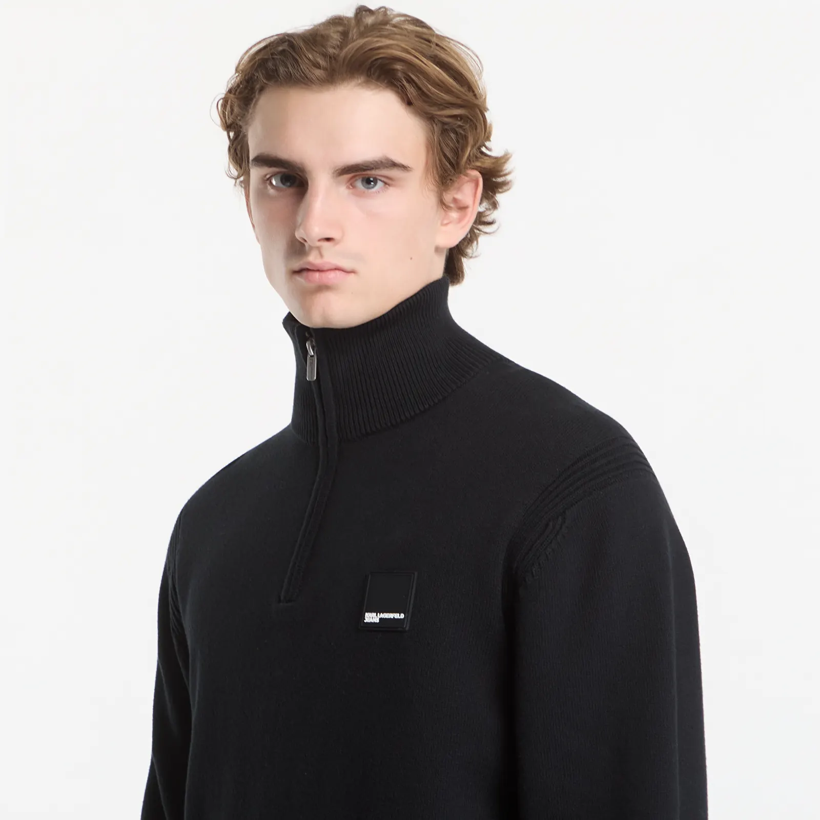 Svetry Karl Lagerfeld Jeans Reg Half-Zip Knit Sweat Black