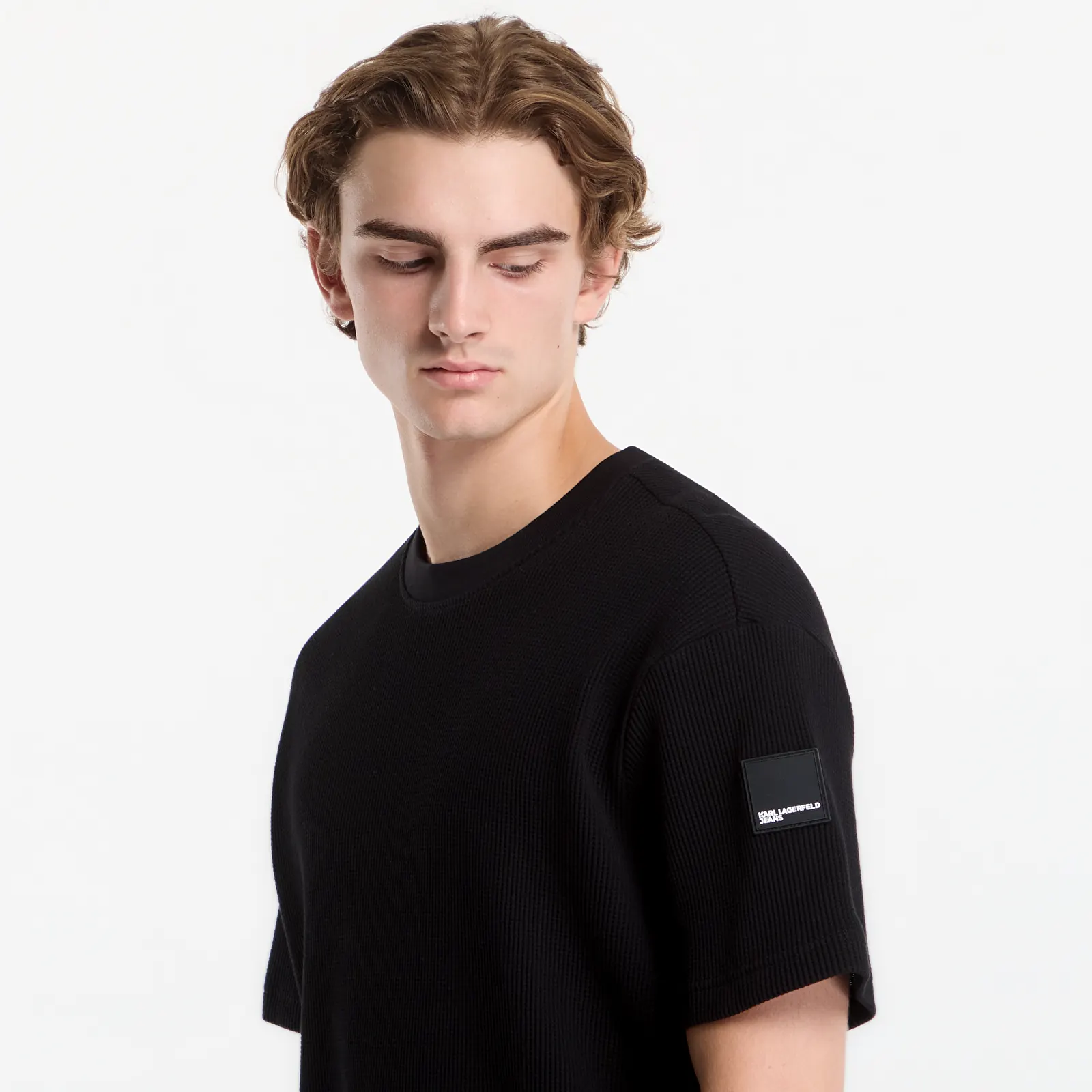 Tričká Karl Lagerfeld Jeans Reg Ss Waffle Tee Black