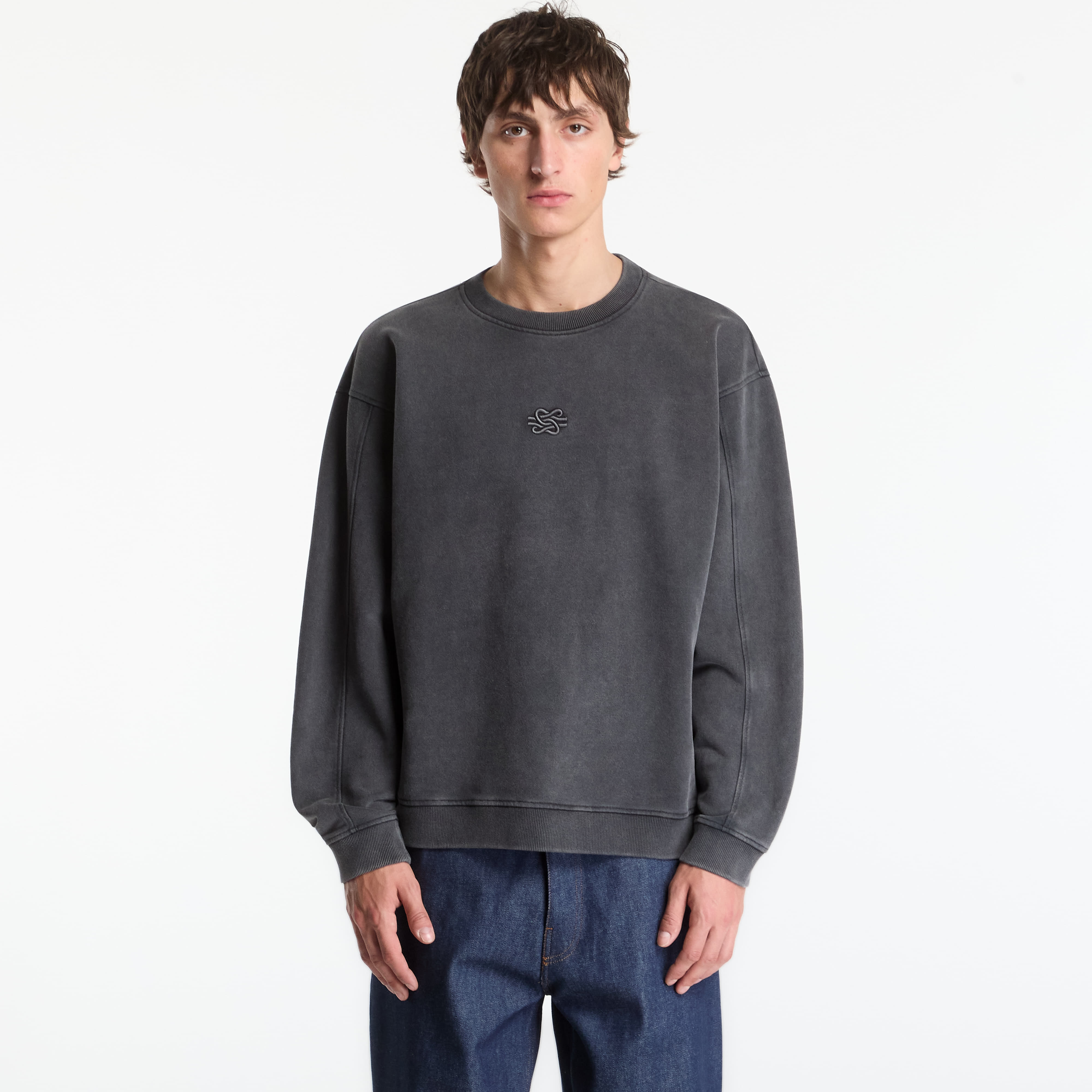 Суитшърт Filling Pieces Sweatshirt Boxy Embroidered Vintage Black L