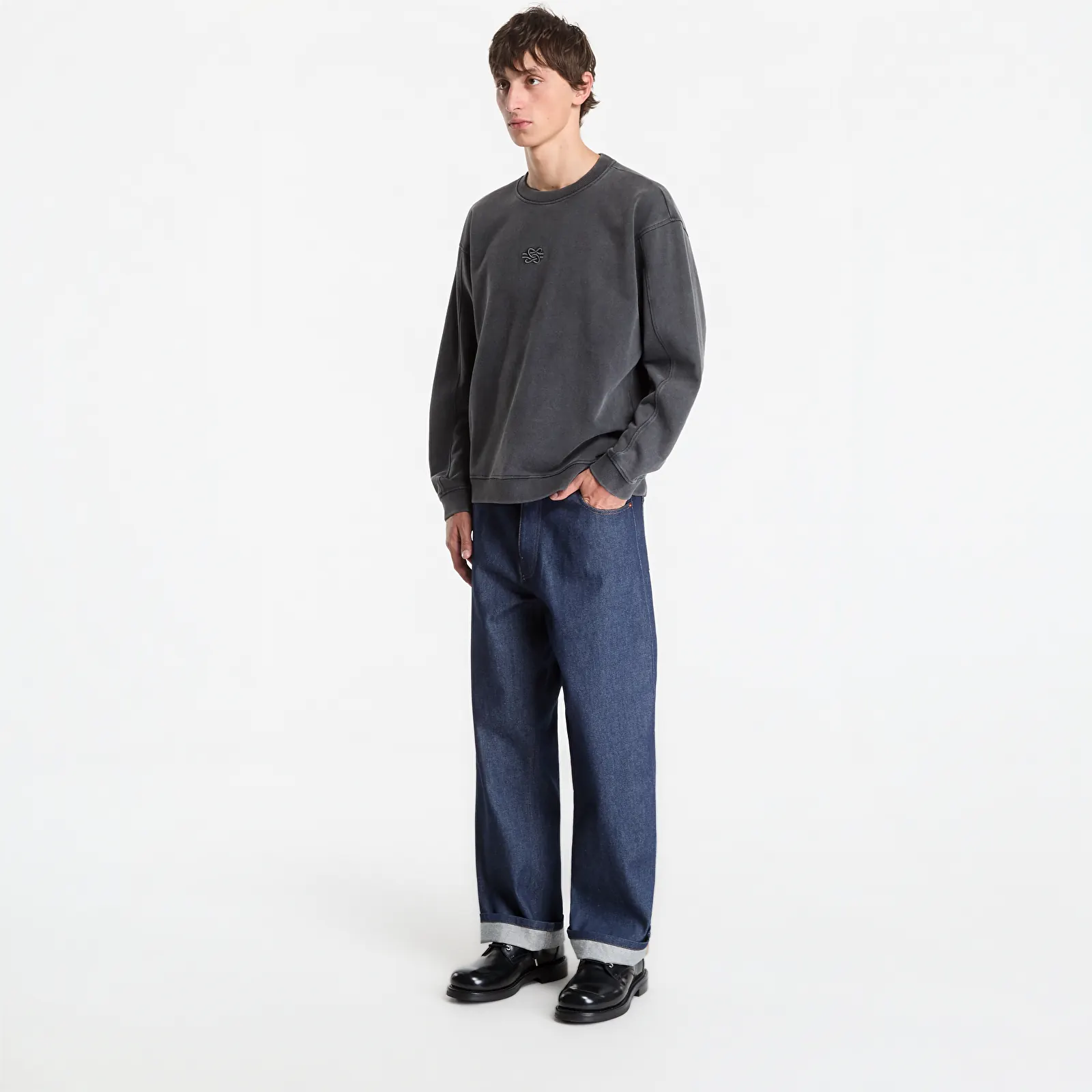 Sweats à capuche homme Filling Pieces Sweatshirt Boxy Embroidered Vintage Black
