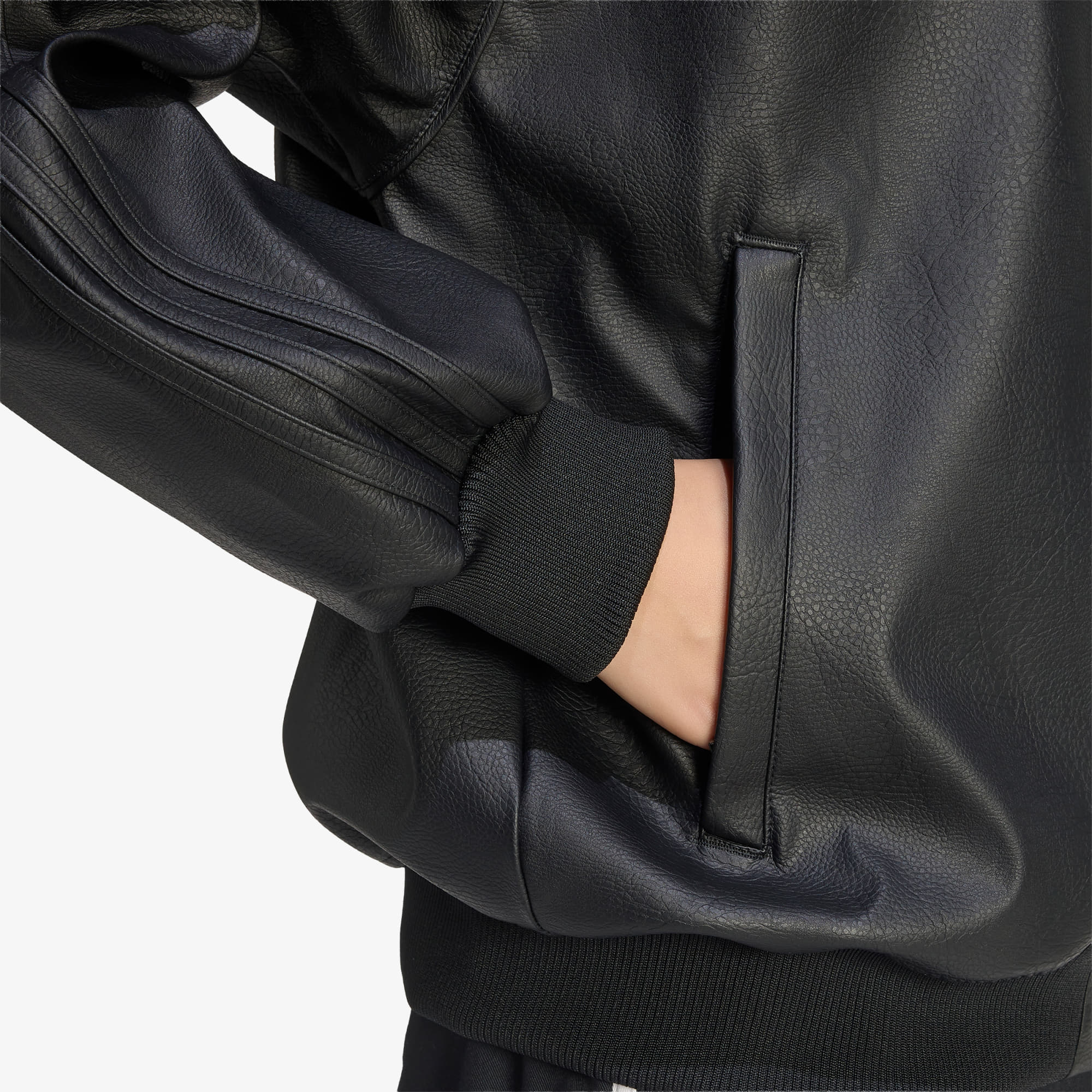 Μπουφάν adidas Pleather SST Oversized Track Top Black/ Maroon L
