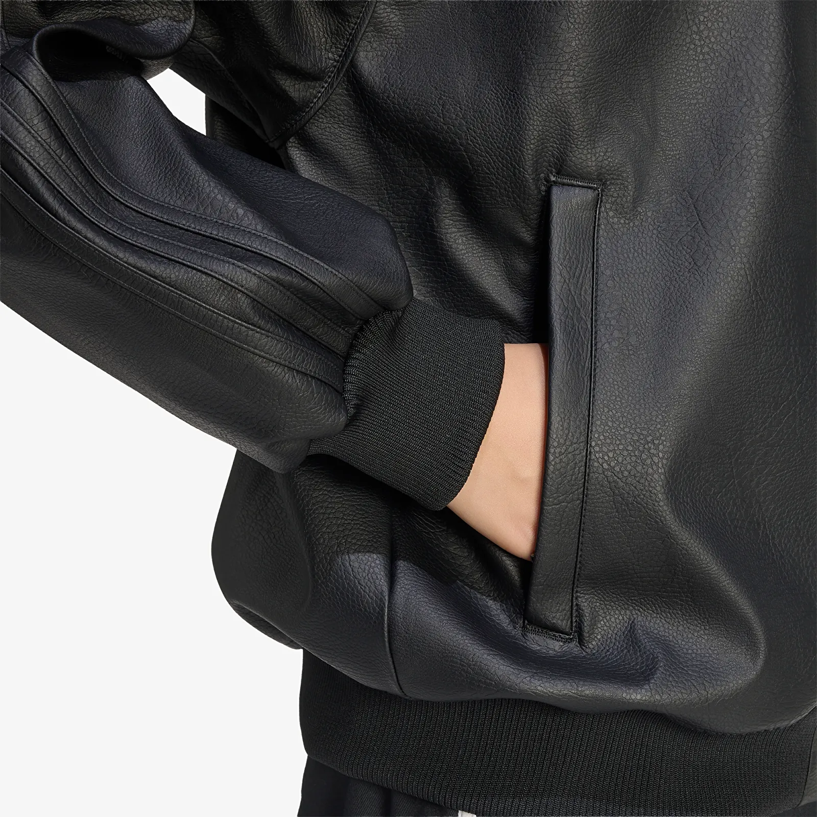 Women's jackets adidas Pleather SST Oversized Track Top Black/ Maroon