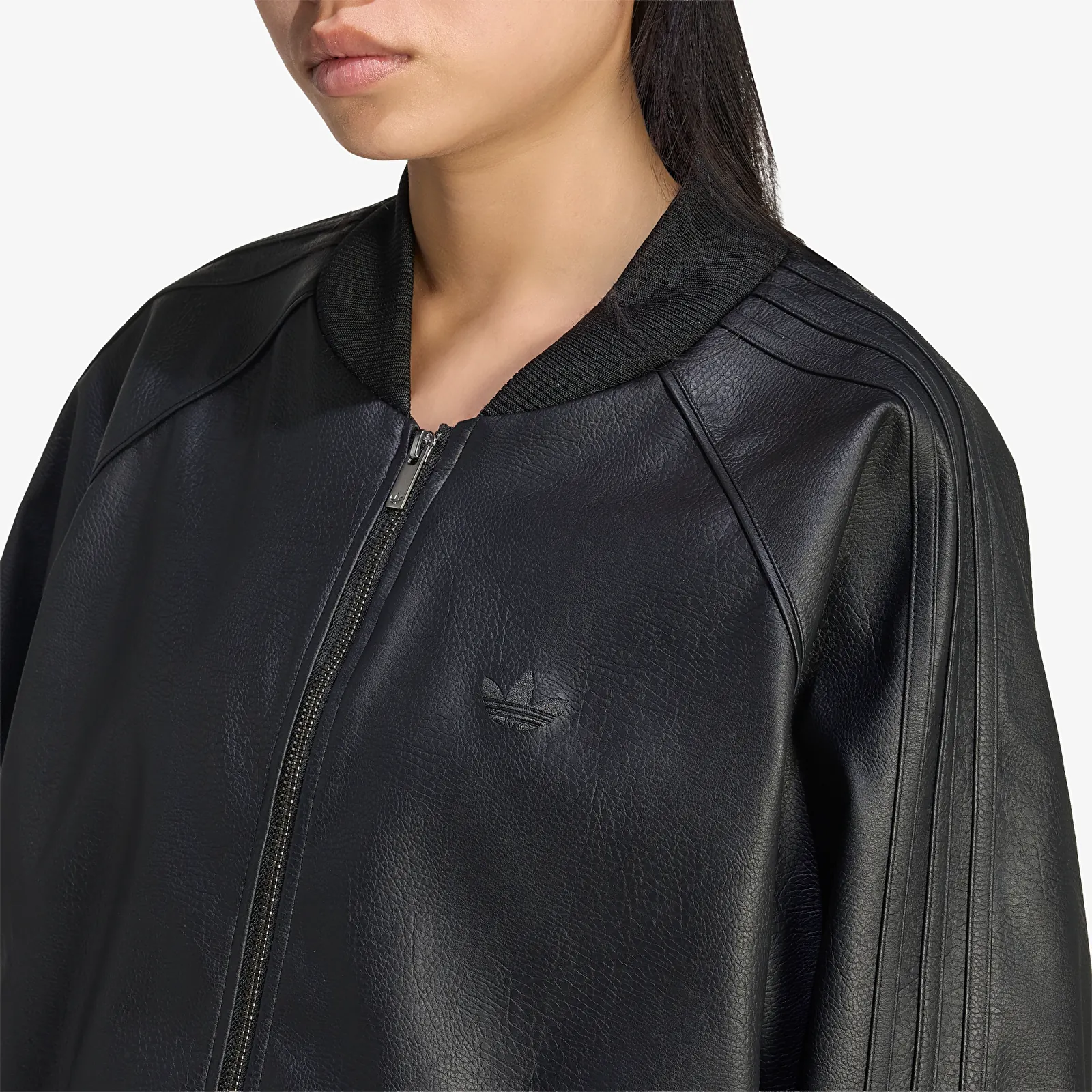 Women's jackets adidas Pleather SST Oversized Track Top Black/ Maroon
