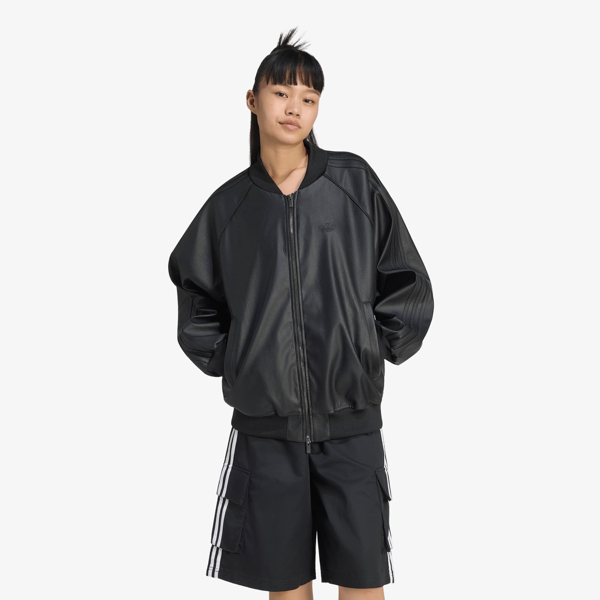 Яке adidas Pleather SST Oversized Track Top Black/ Maroon M