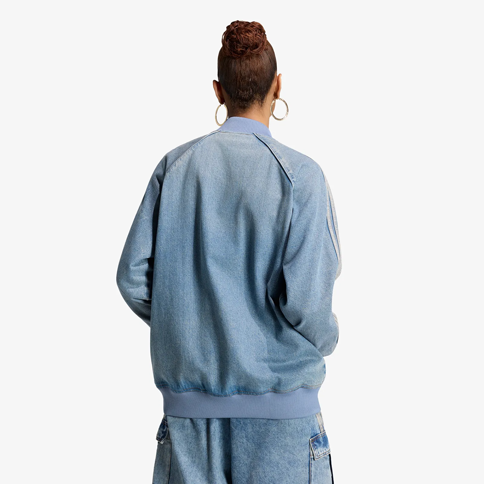 Casacos de senhora adidas SST Oversized Denim Tracktop Worn Blue Denim