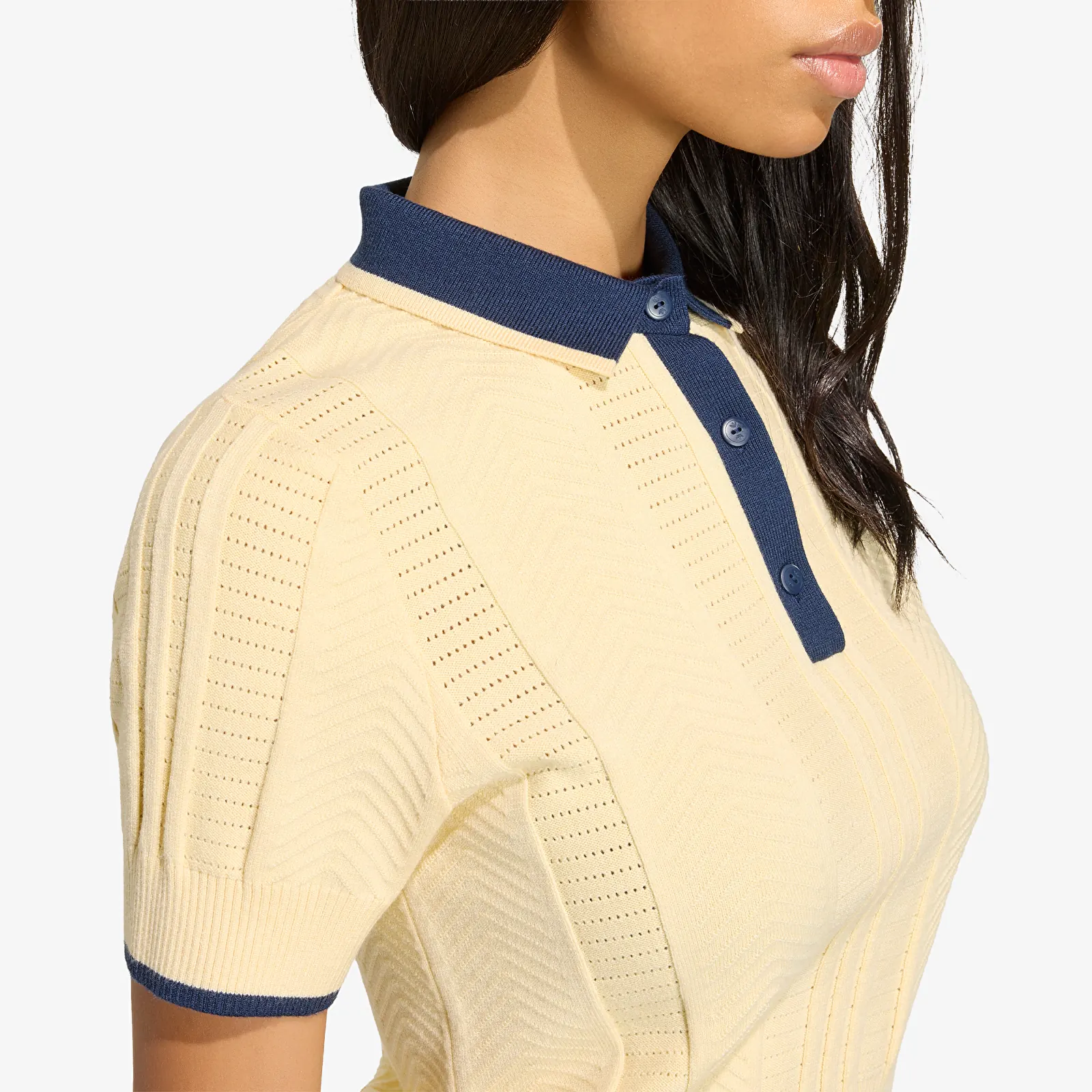 Women's T-shirts adidas Cable Knit Cali Tee Polo Warm Vanilla