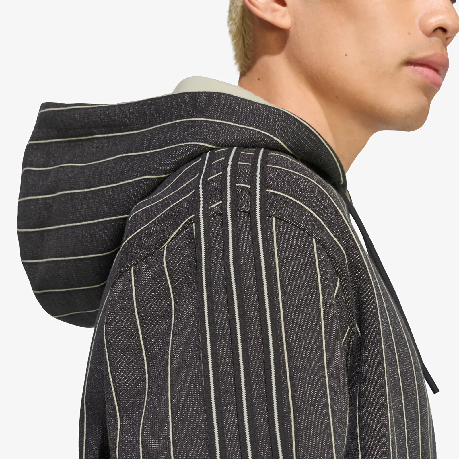 Hoodies voor heren adidas Pinstripes Hoodie Black/ Warm Vanilla