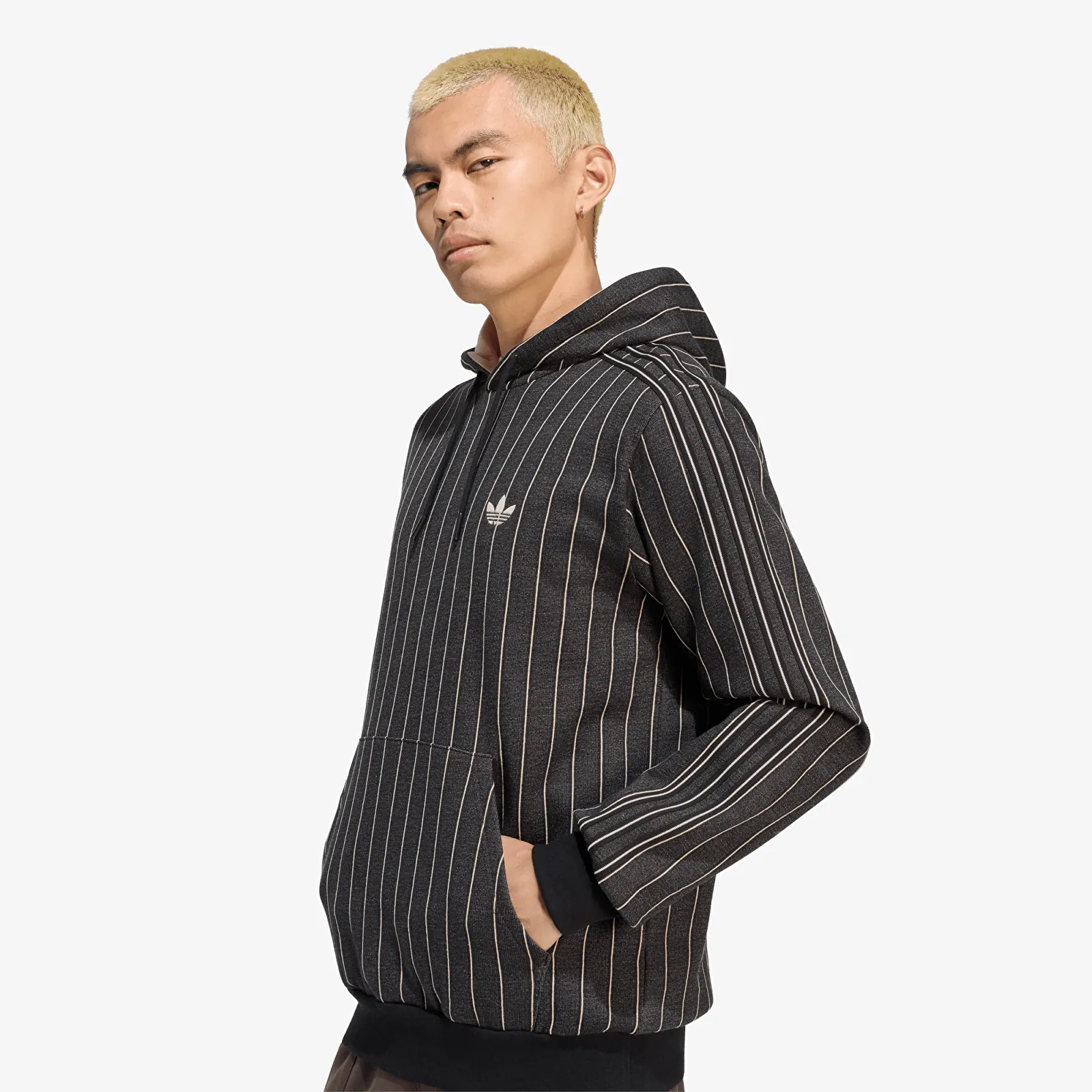 Hoodies voor heren adidas Pinstripes Hoodie Black/ Warm Vanilla