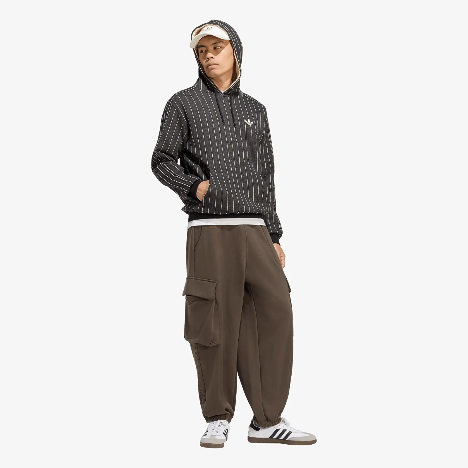 Hoodies voor heren adidas Pinstripes Hoodie Black/ Warm Vanilla