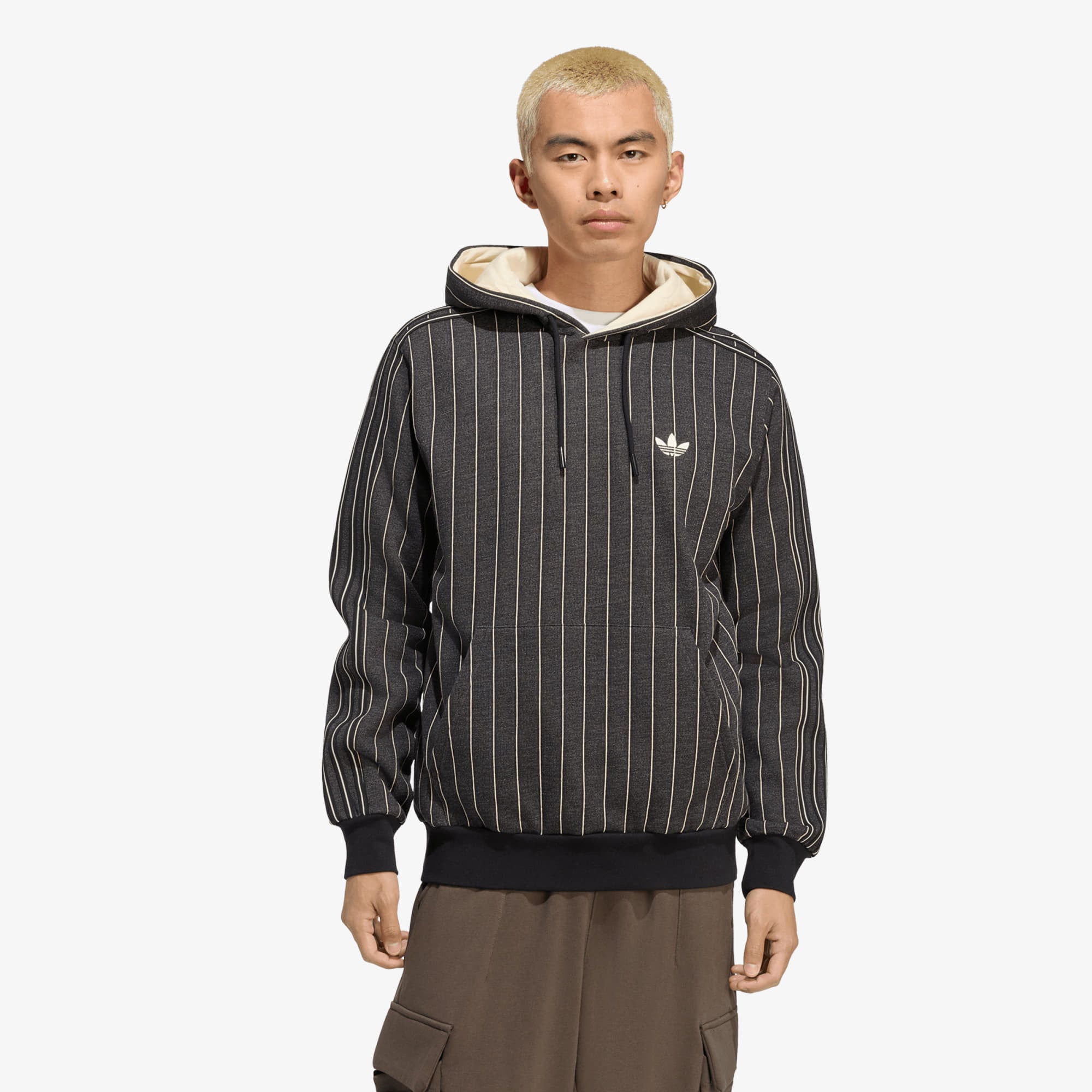 Суитшърт adidas Pinstripes Hoodie Black/ Warm Vanilla M