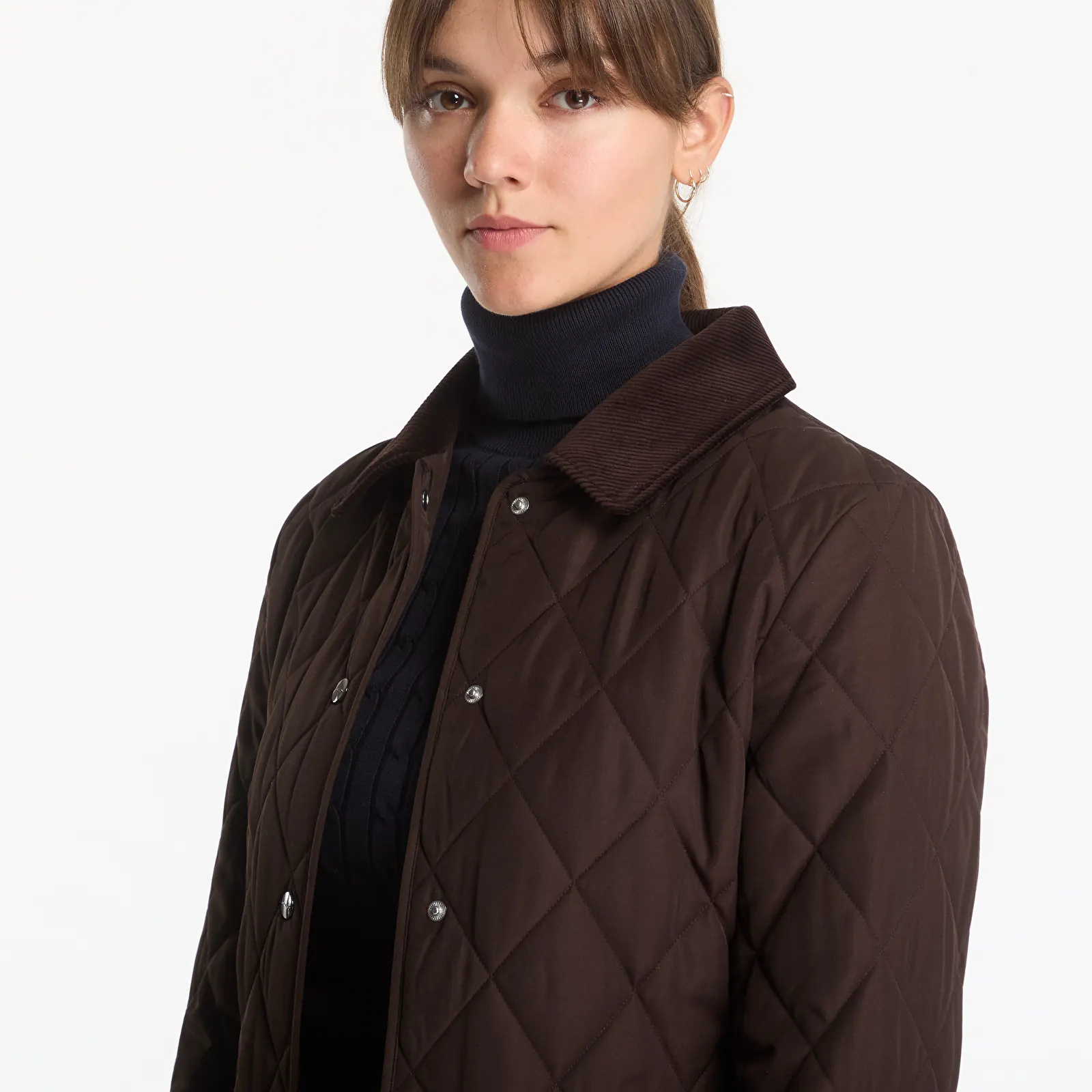 Manteaux Gant Fitted Quilted Coat Deep Brown